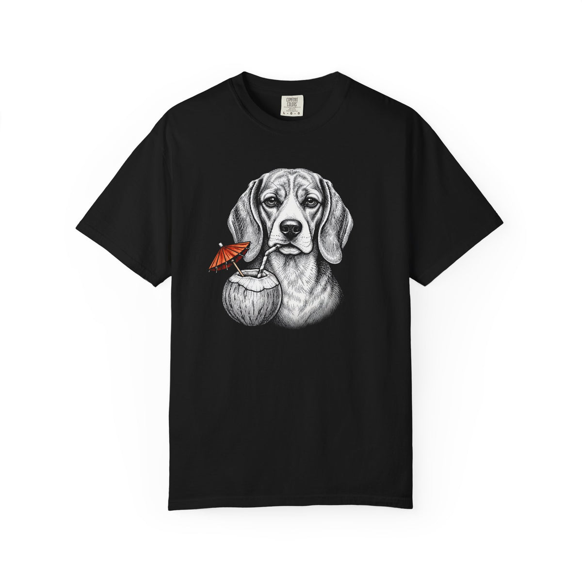 Island Time Beagle T-Shirt in Black from When Dogs Fly