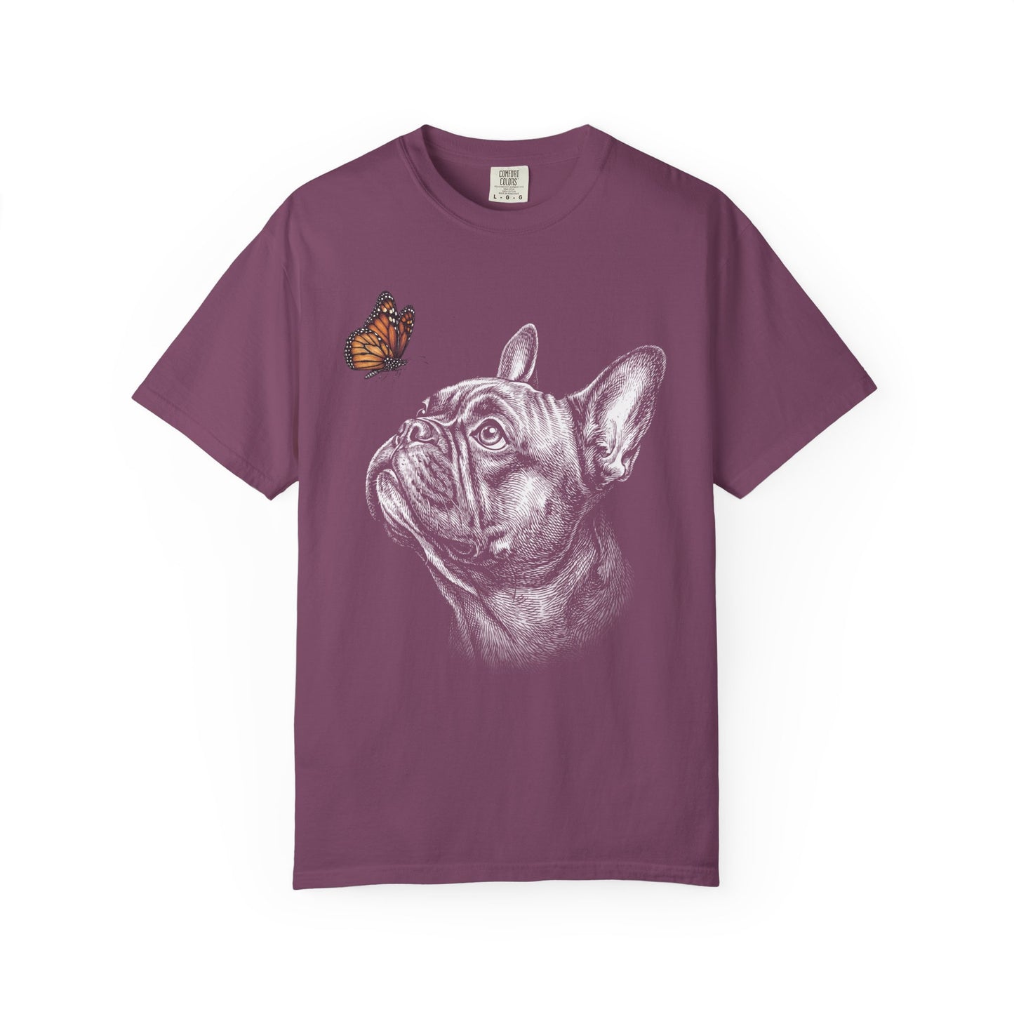 Hello Butterfly French Bulldog T-Shirt in Berry from When Dogs Fly