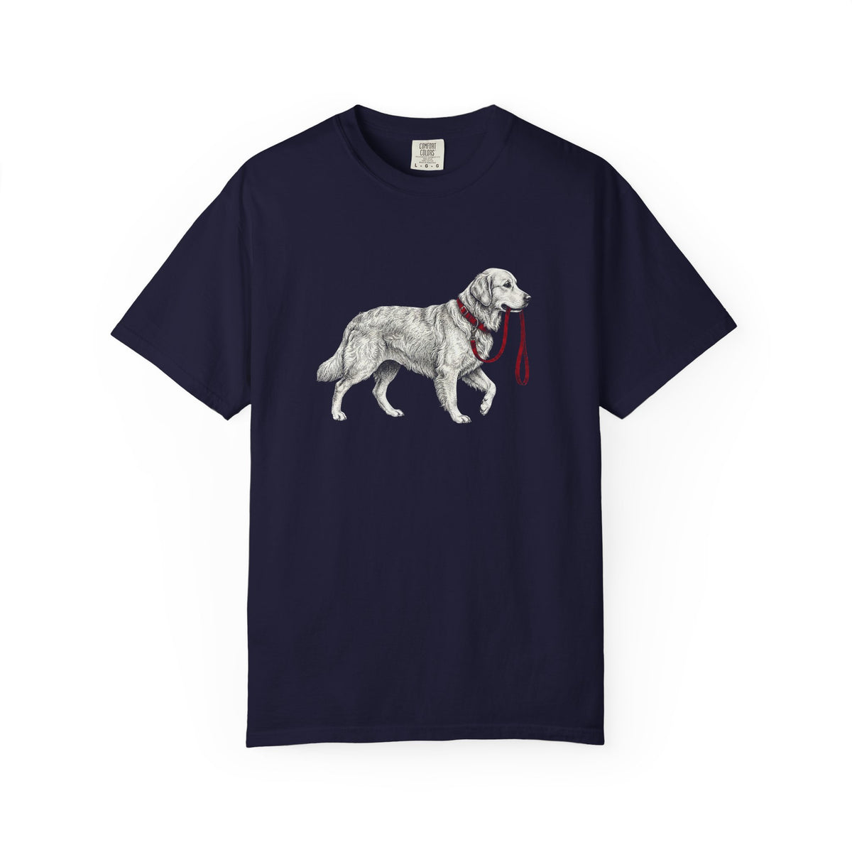 Never Walk Alone Golden Retriever T-Shirt in True Navy from When Dogs Fly