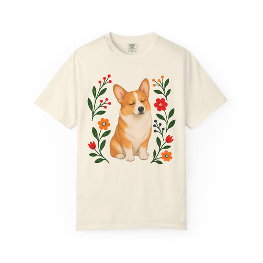 Wildflower Daydreaming Corgi T-Shirt