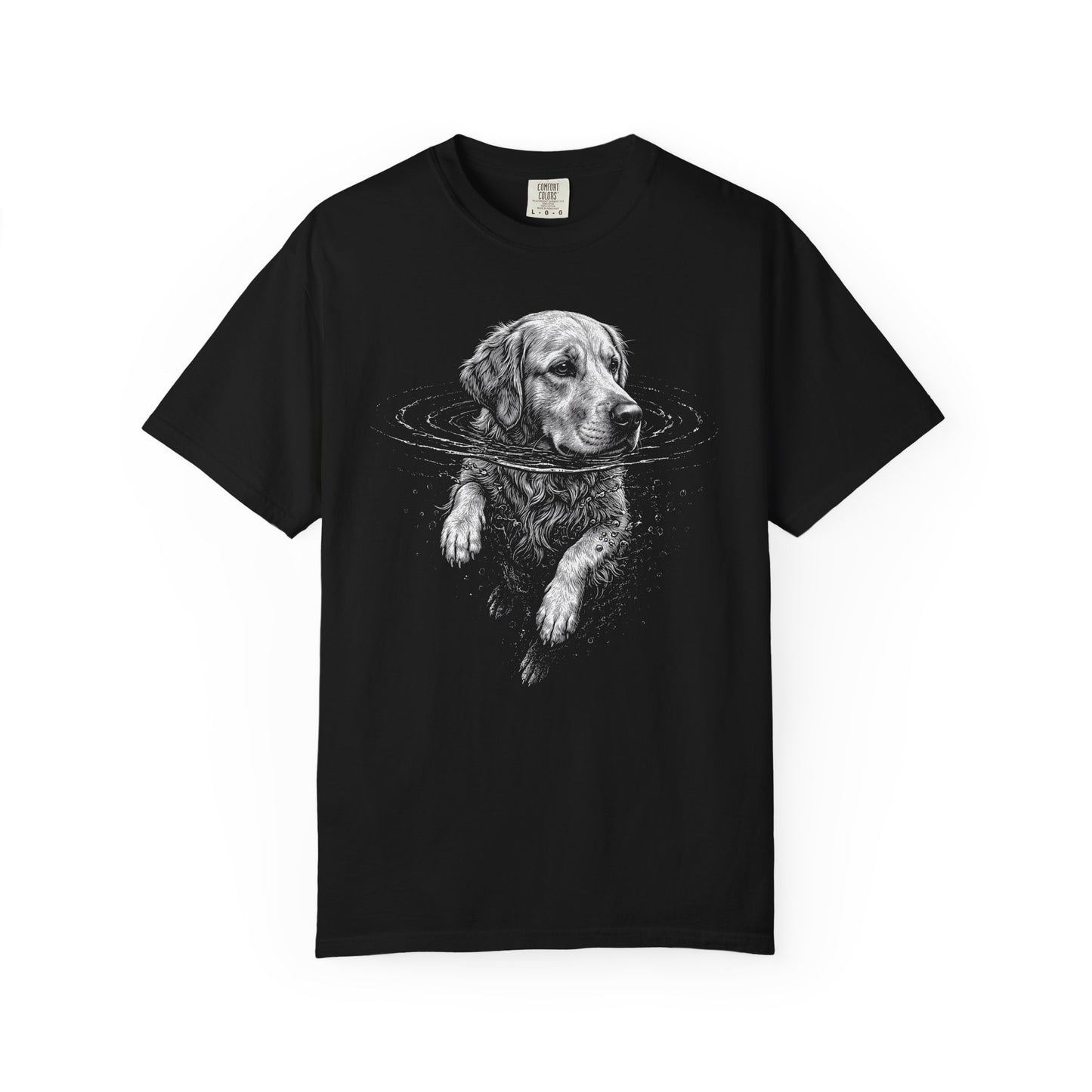 Golden Retriever Dog Paddle T-Shirt in Black from When Dogs Fly