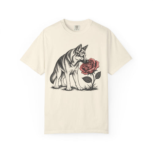 A Nose for Roses German Shepherd T-Shirt in Ivory from When Dogs Fly