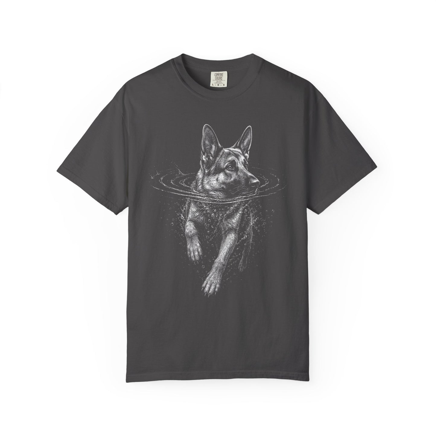 German Shepherd Dog Paddle T-Shirt in Graphite from When Dogs Fly