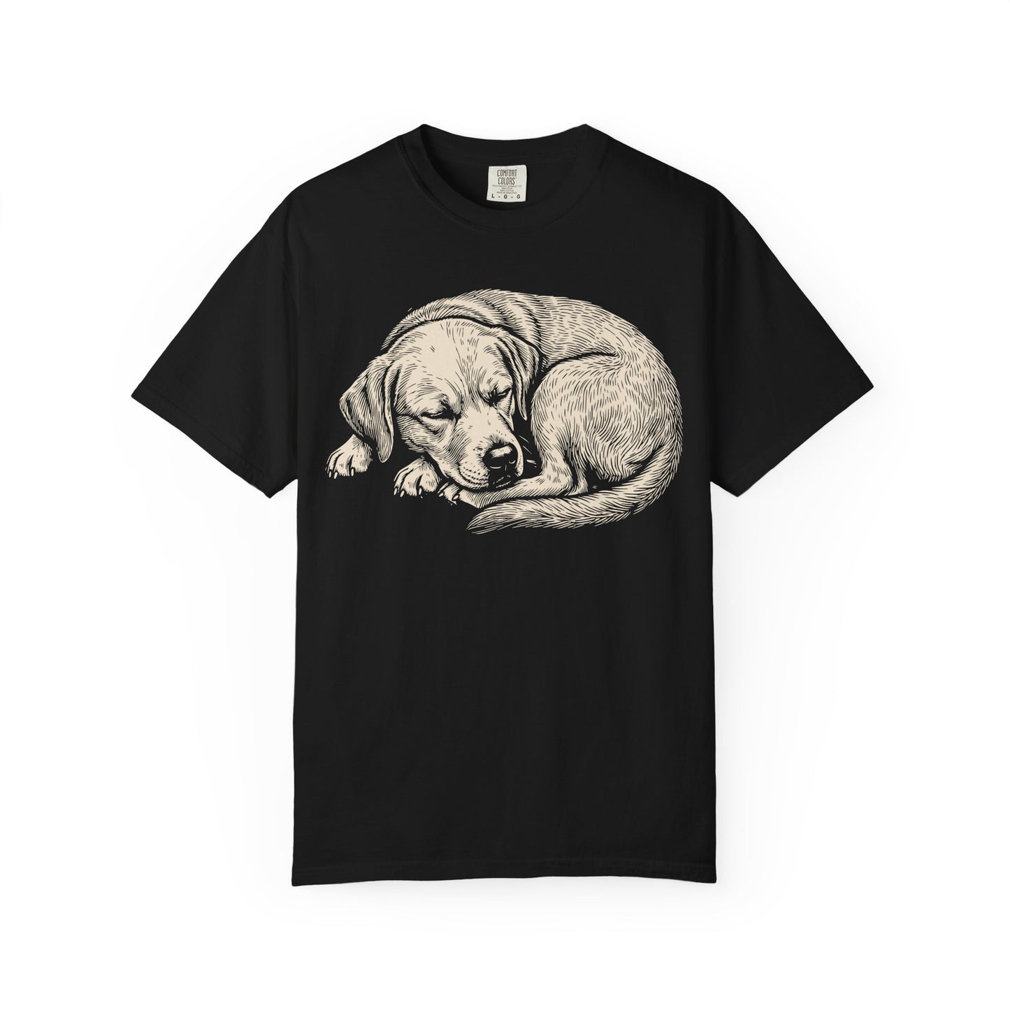 Cozy Nap Time Labrador Retriever T-Shirt in Black from When Dogs Fly