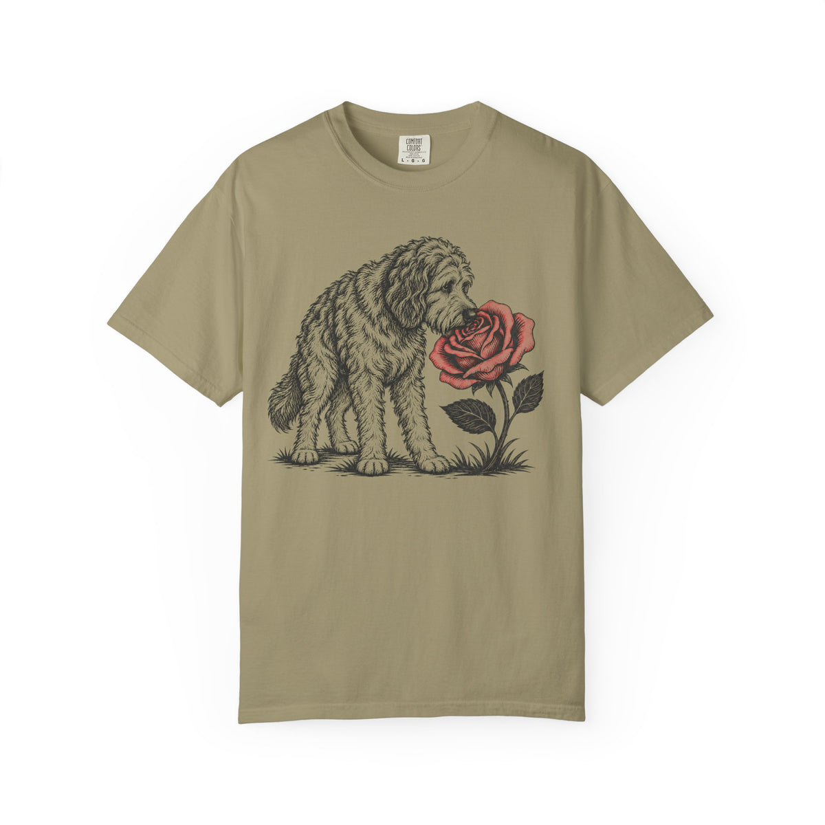 A Nose for Roses Doodle T-Shirt in Khaki from When Dogs Fly