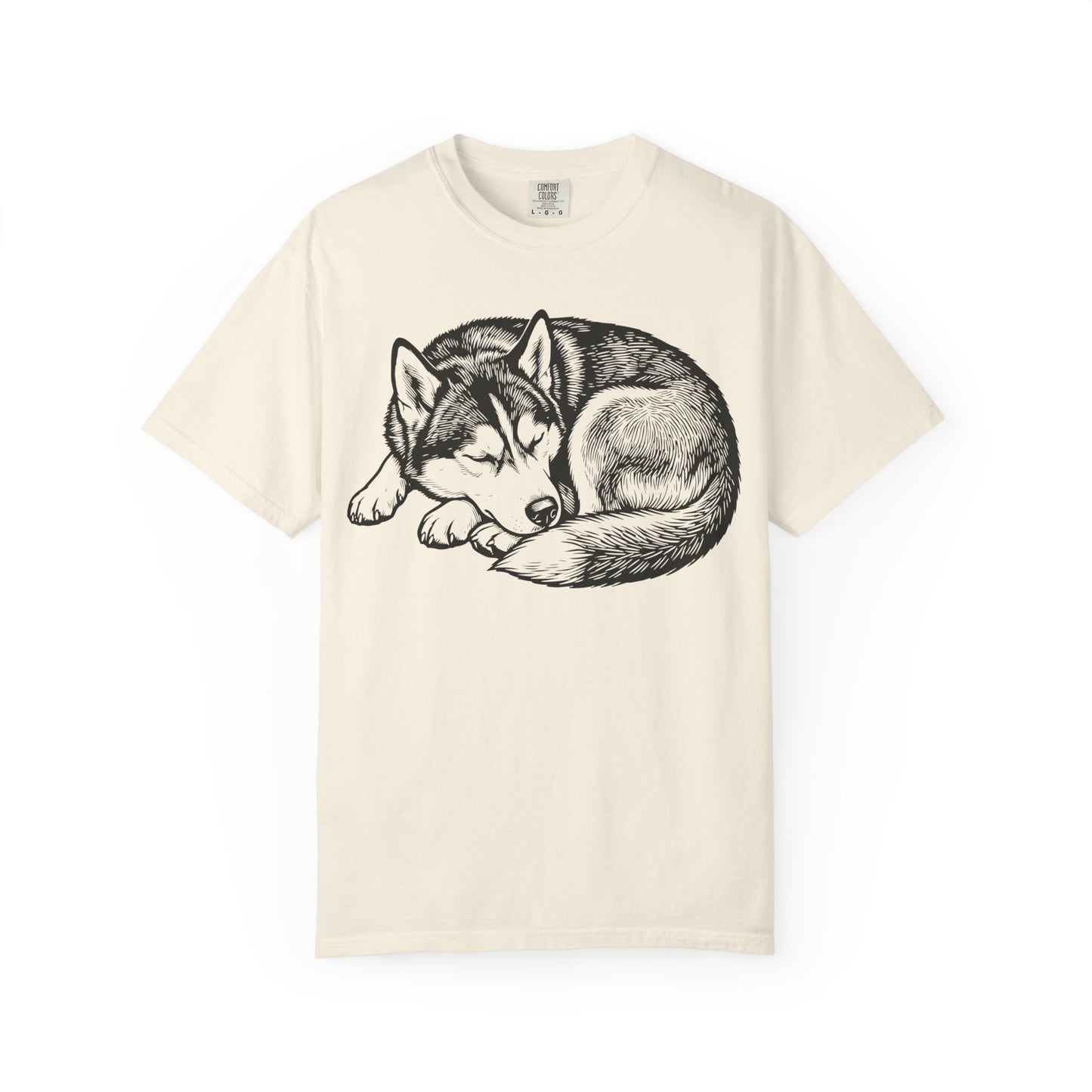 Cozy Nap Time Siberian Husky T-Shirt in Ivory from When Dogs Fly