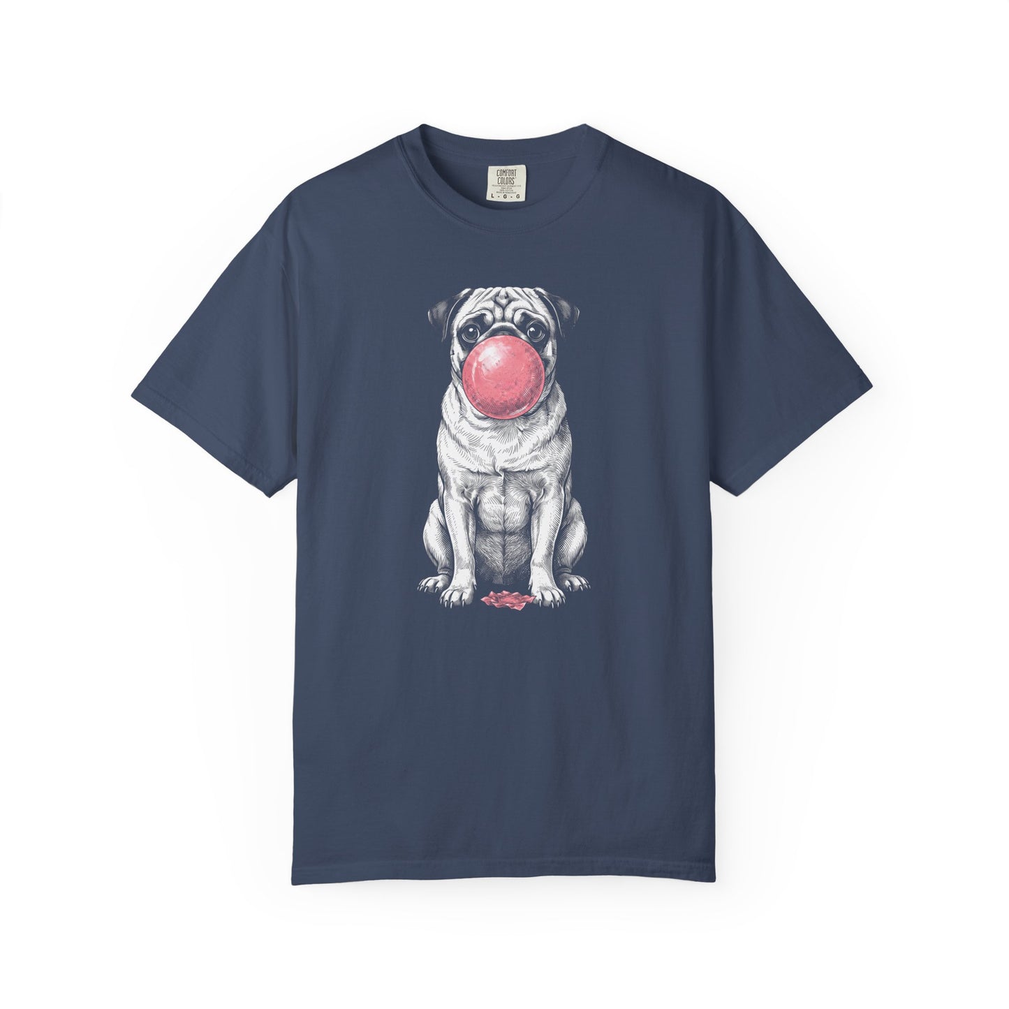 Bubblegum Pug T-Shirt in Midnight from When Dogs Fly