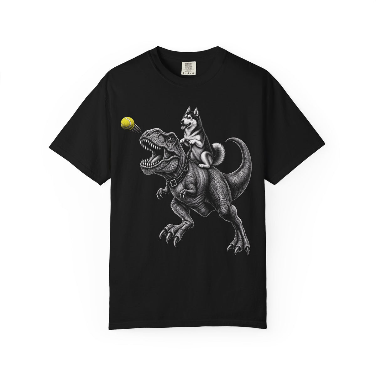 Jurassic Fetch Siberian Husky T-Shirt in Black from When Dogs Fly
