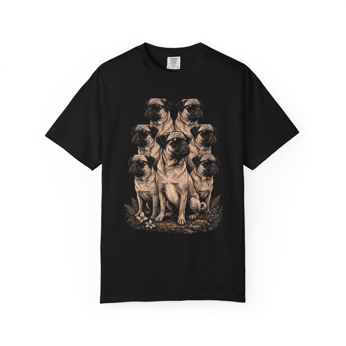 The Pug Crew T-Shirt in Black from When Dogs Fly