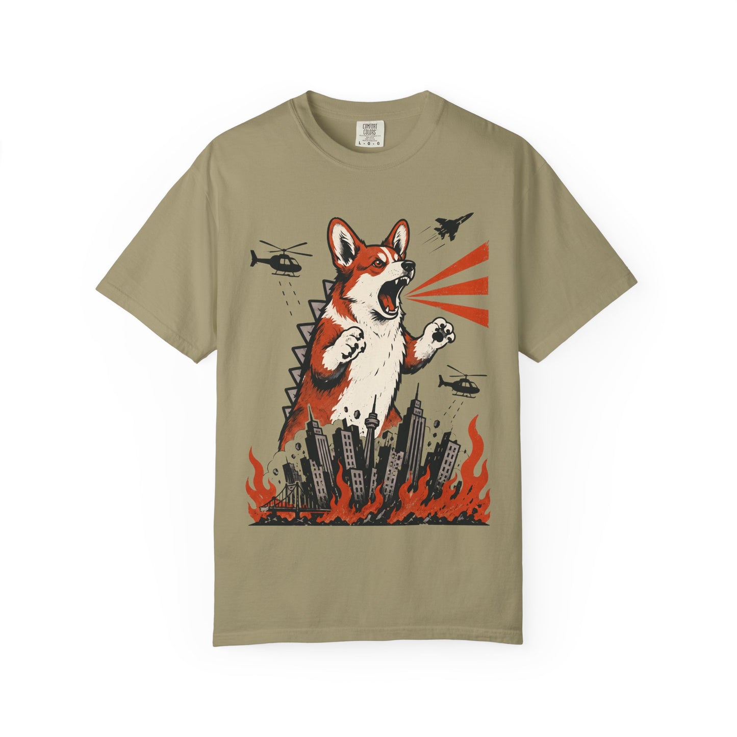 Unleashed Corgi T-Shirt in Khaki from When Dogs Fly