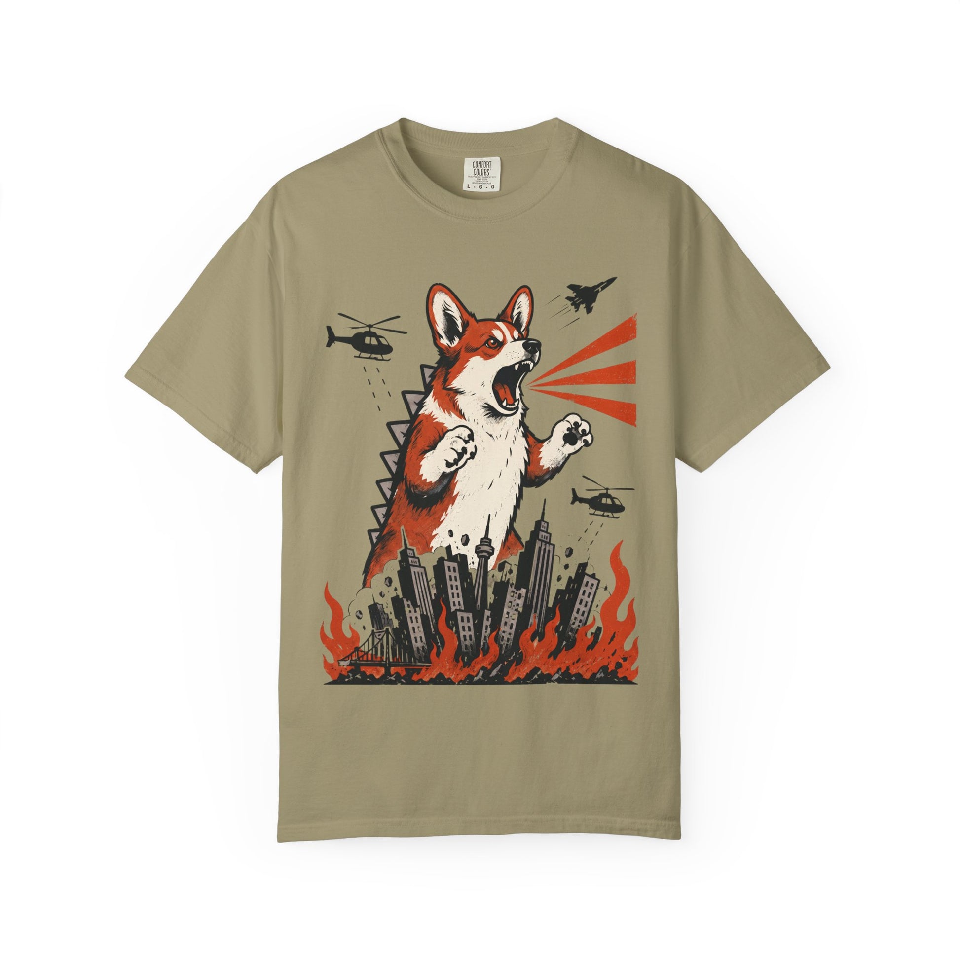 Unleashed Corgi T-Shirt in Khaki from When Dogs Fly