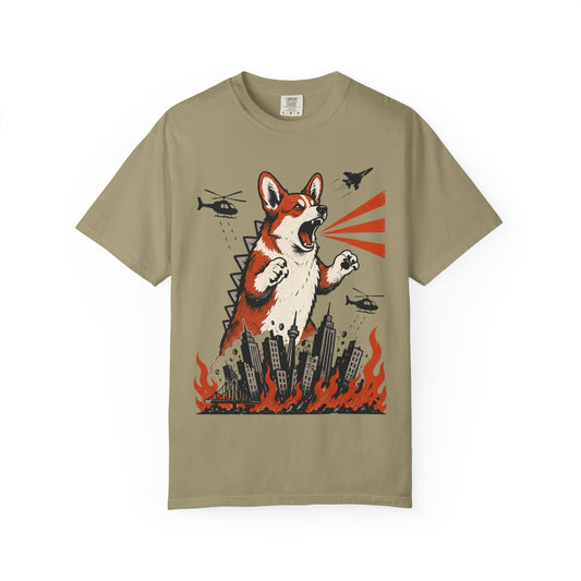 Unleashed Corgi T-Shirt in Khaki from When Dogs Fly