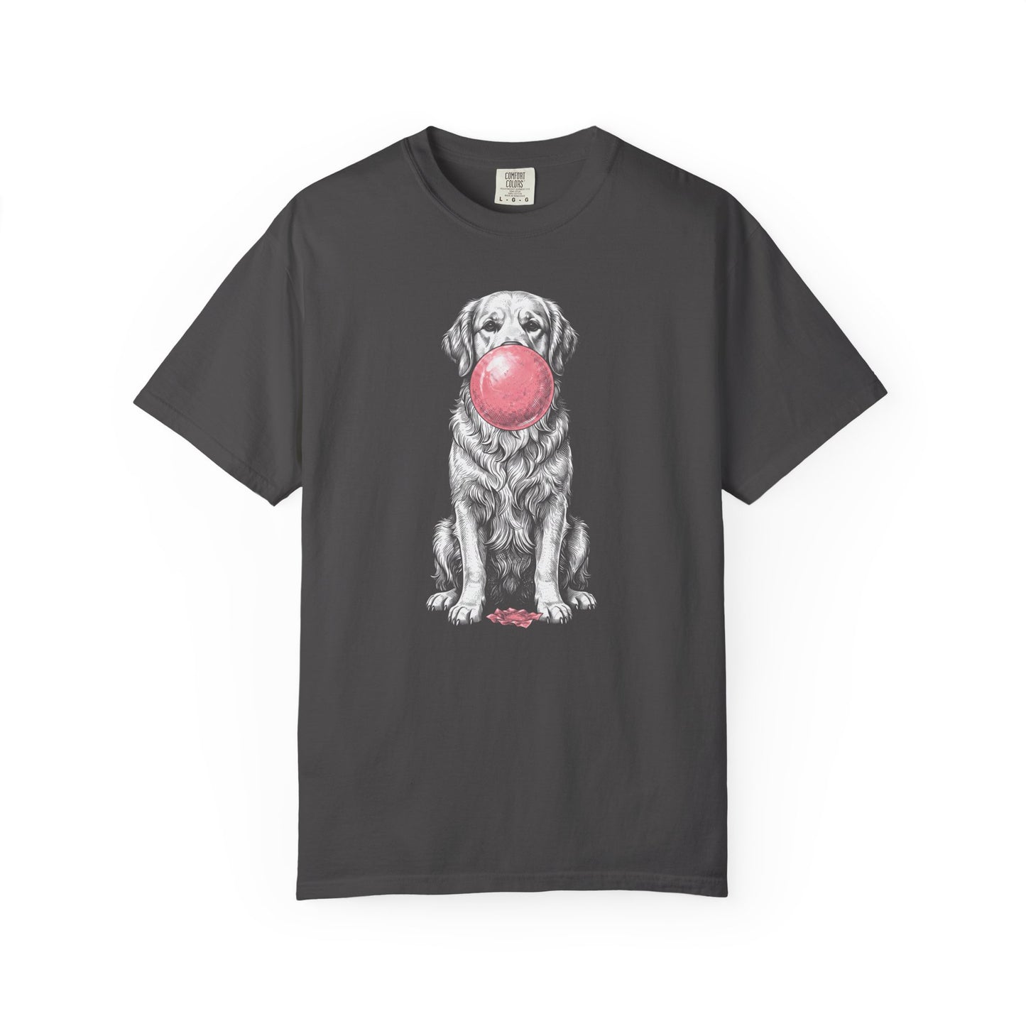 Bubblegum Golden Retriever T-Shirt in Graphite from When Dogs Fly