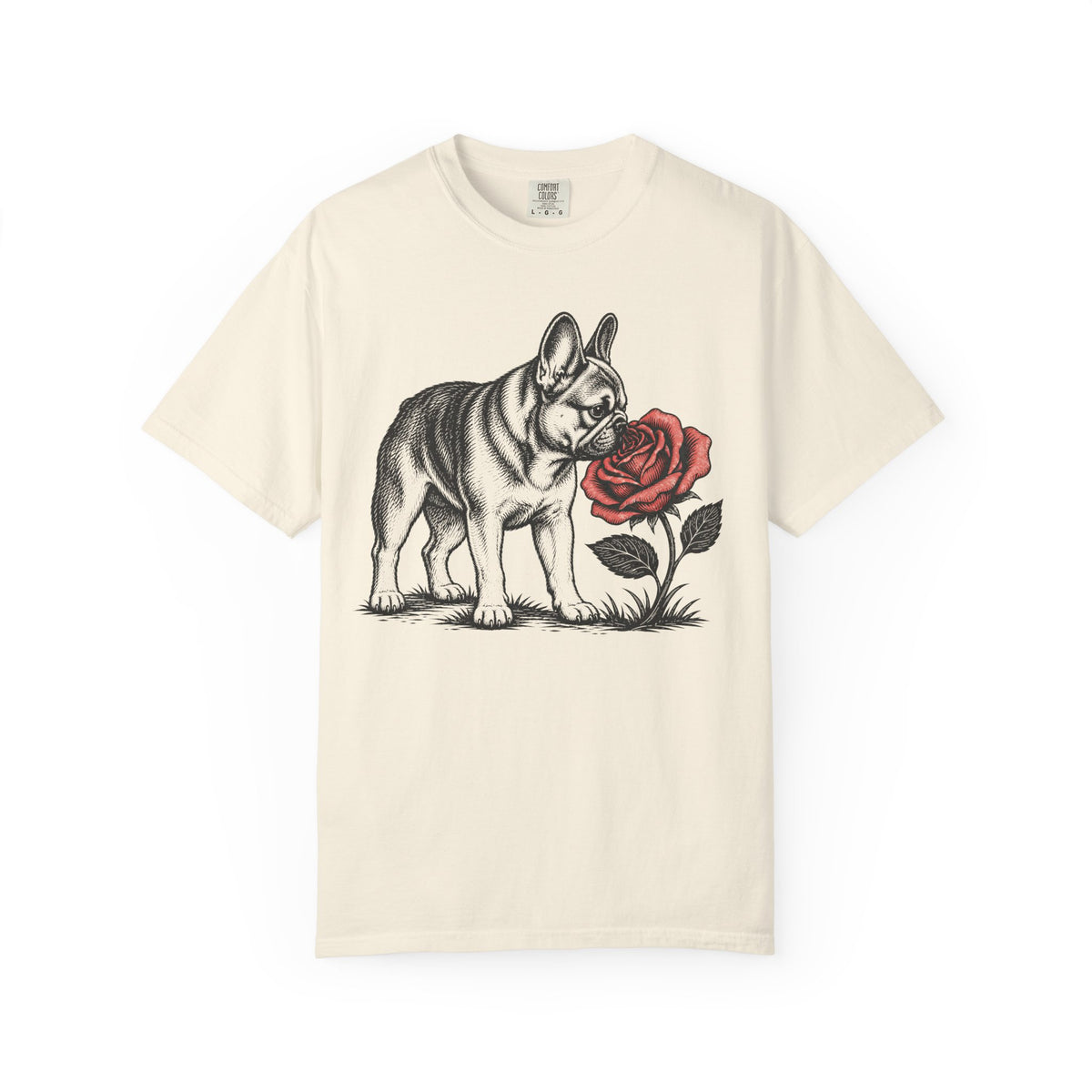 A Nose for Roses Frech Bulldog T-Shirt in Ivory from When Dogs Fly