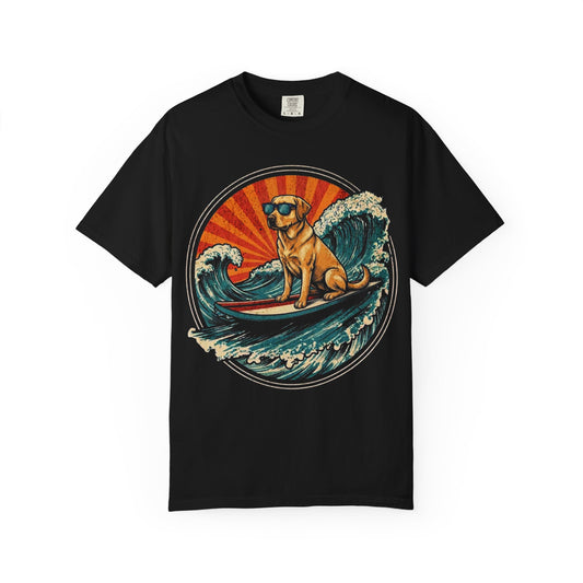 Surf's Up, Labrador Retriever T-Shirt in Black from When Dogs Fly
