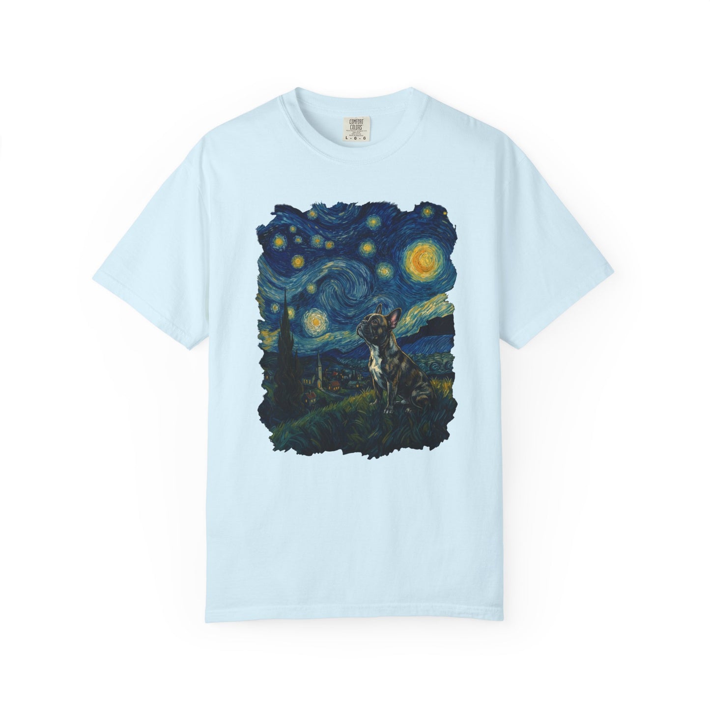 Starry Night French Bulldog T-Shirt in Chambray from When Dogs Fly