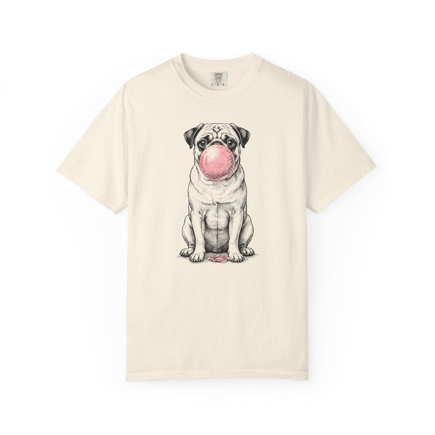 Bubblegum Pug T-Shirt in Ivory from When Dogs Fly