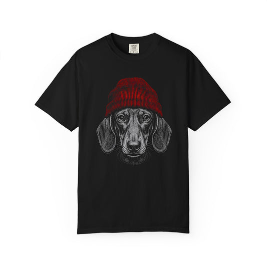 Red Beanie Dachshund T-Shirt
