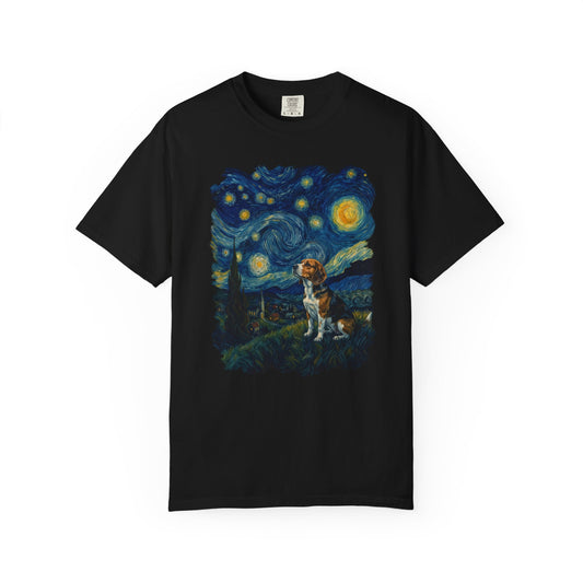 Starry Night Beagle T-Shirt in Black from When Dogs Fly