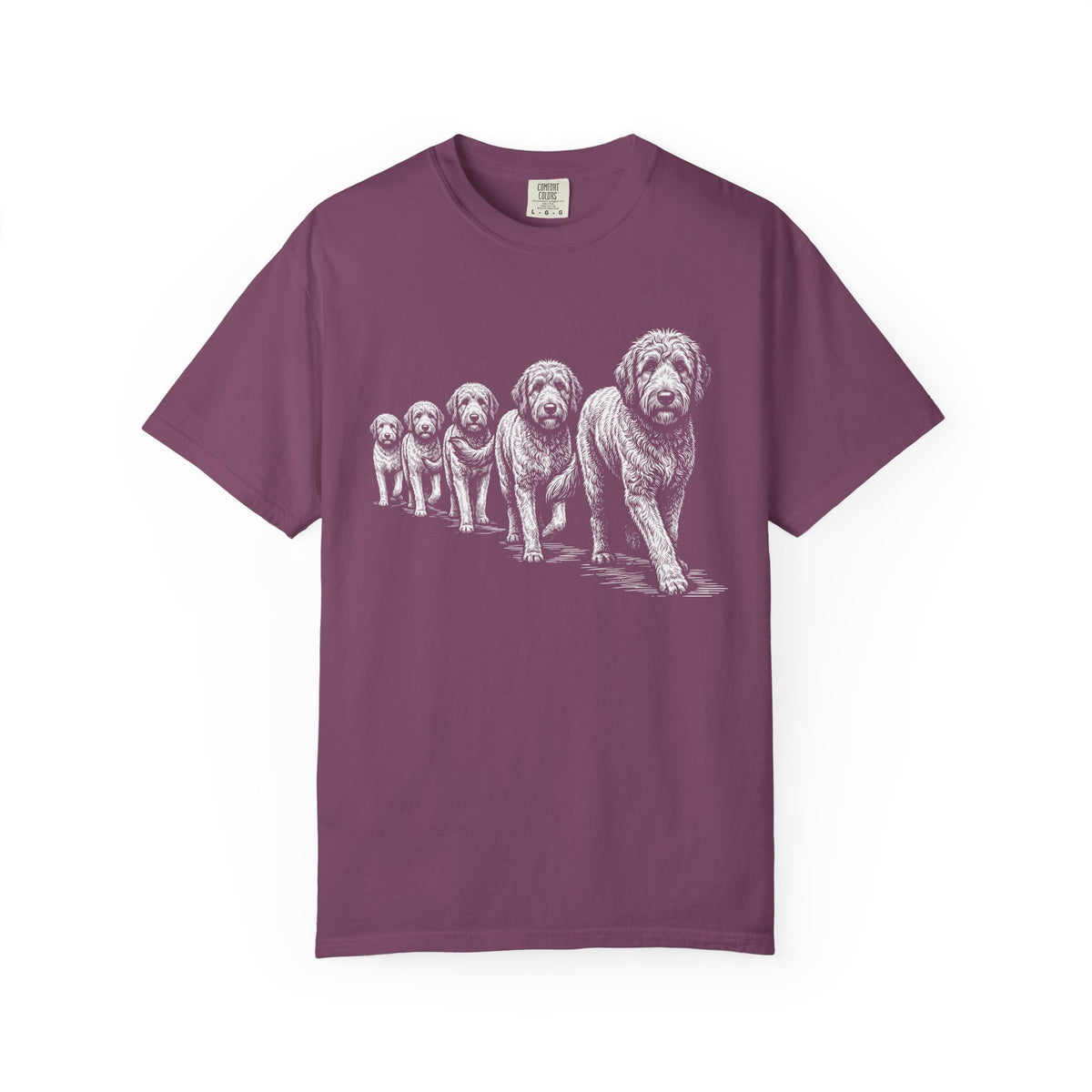 Marching Labradoodles T-Shirt in Berry from When Dogs Fly