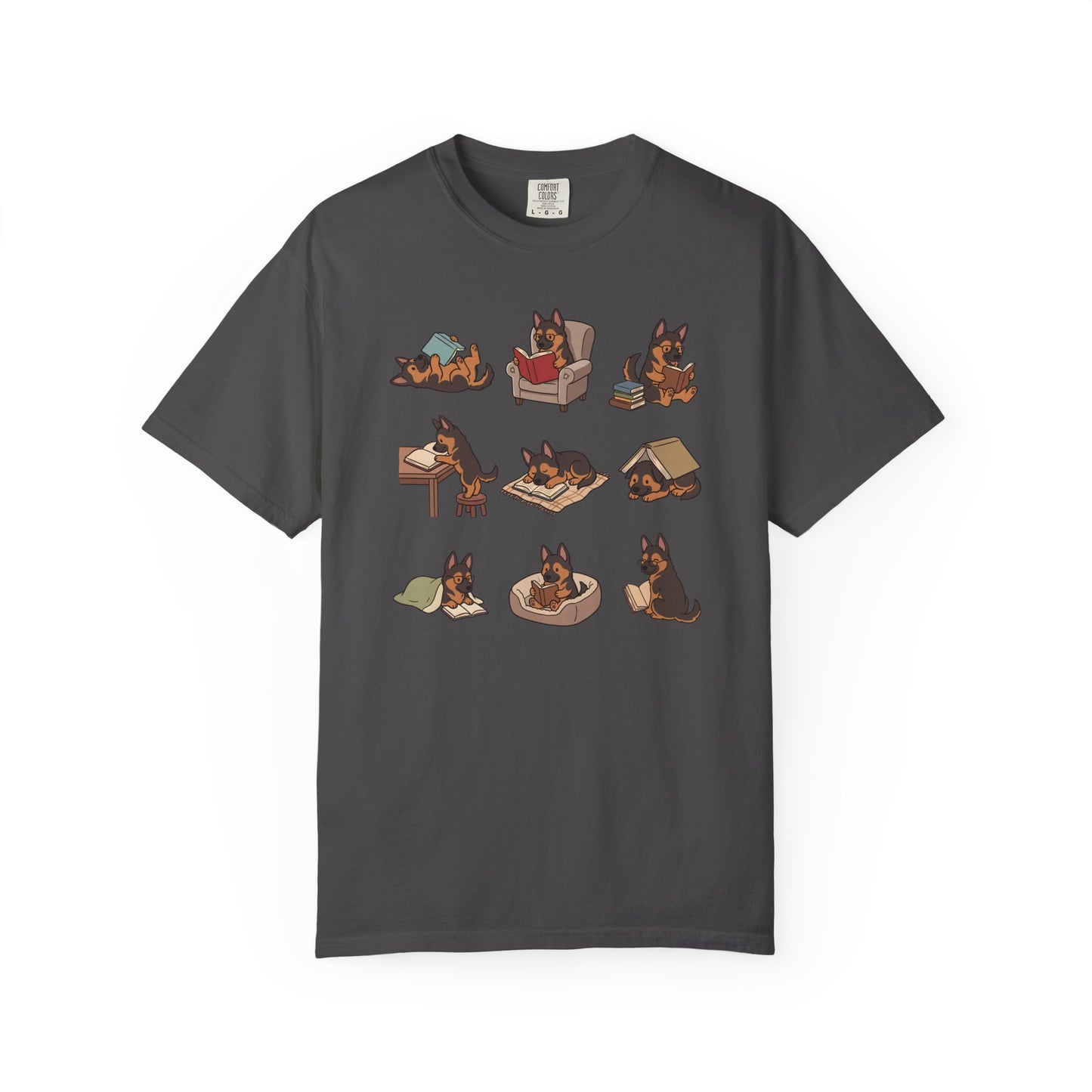 German Shepherd Book Club T-Shirt in Graphite from When Dogs Fly
