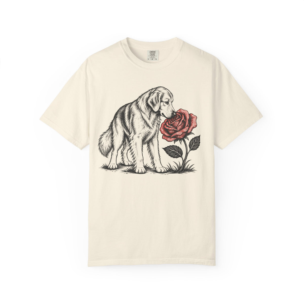 A Nose for Roses Golden Retriever T-Shirt in Ivory from When Dogs Fly