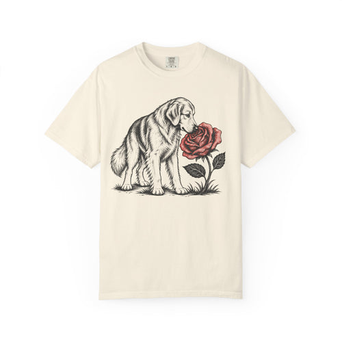 A Nose for Roses Golden Retriever T-Shirt in Ivory from When Dogs Fly
