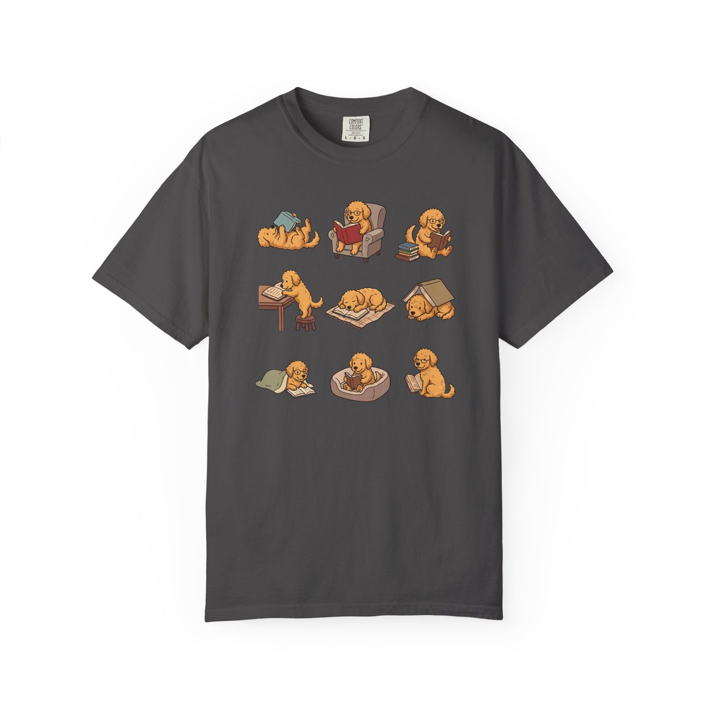 Labradoodle Book Club T-Shirt in Graphite from When Dogs Fly