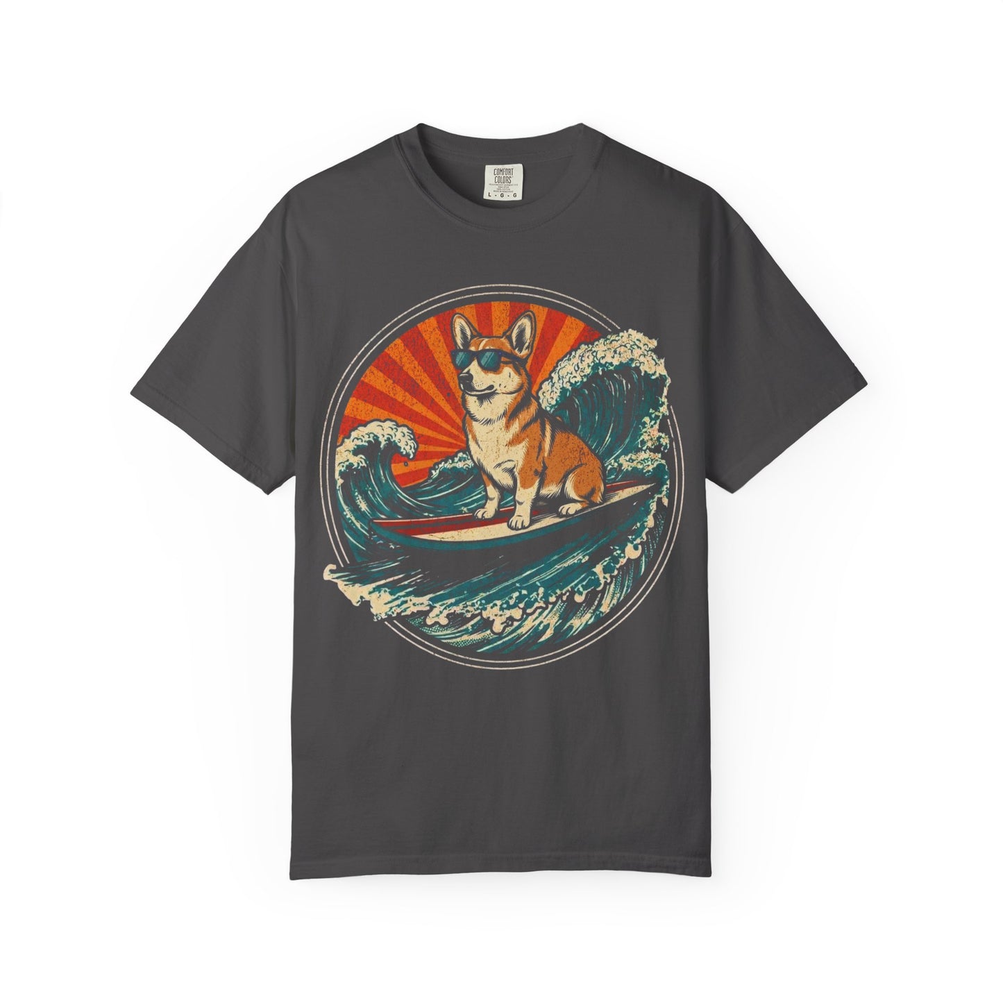 Surf's Up, Corgi T-Shirt in Graphite from When Dogs Fly
