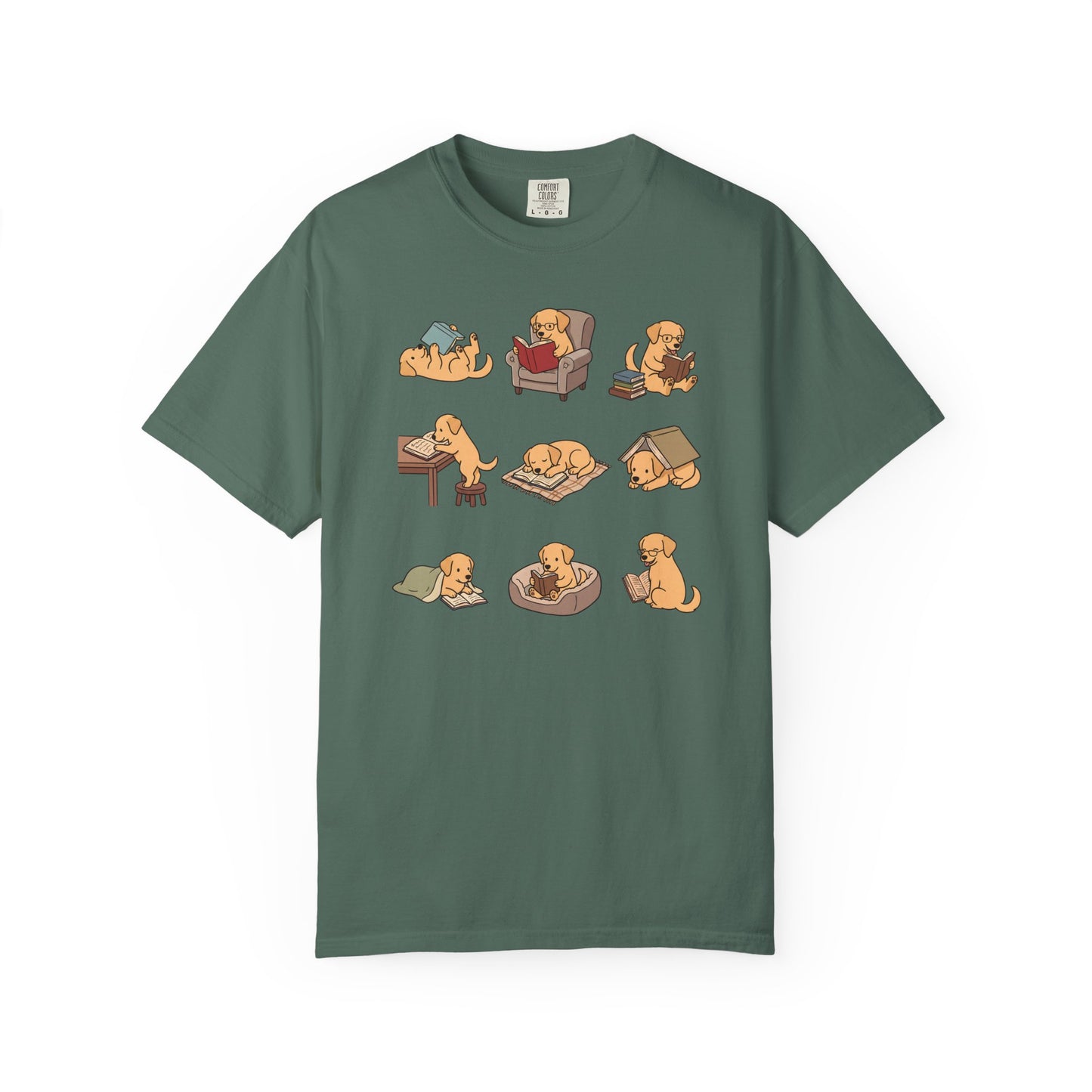 Labrador Retriever Book Club T-Shirt in Blue Spruce from When Dogs Fly