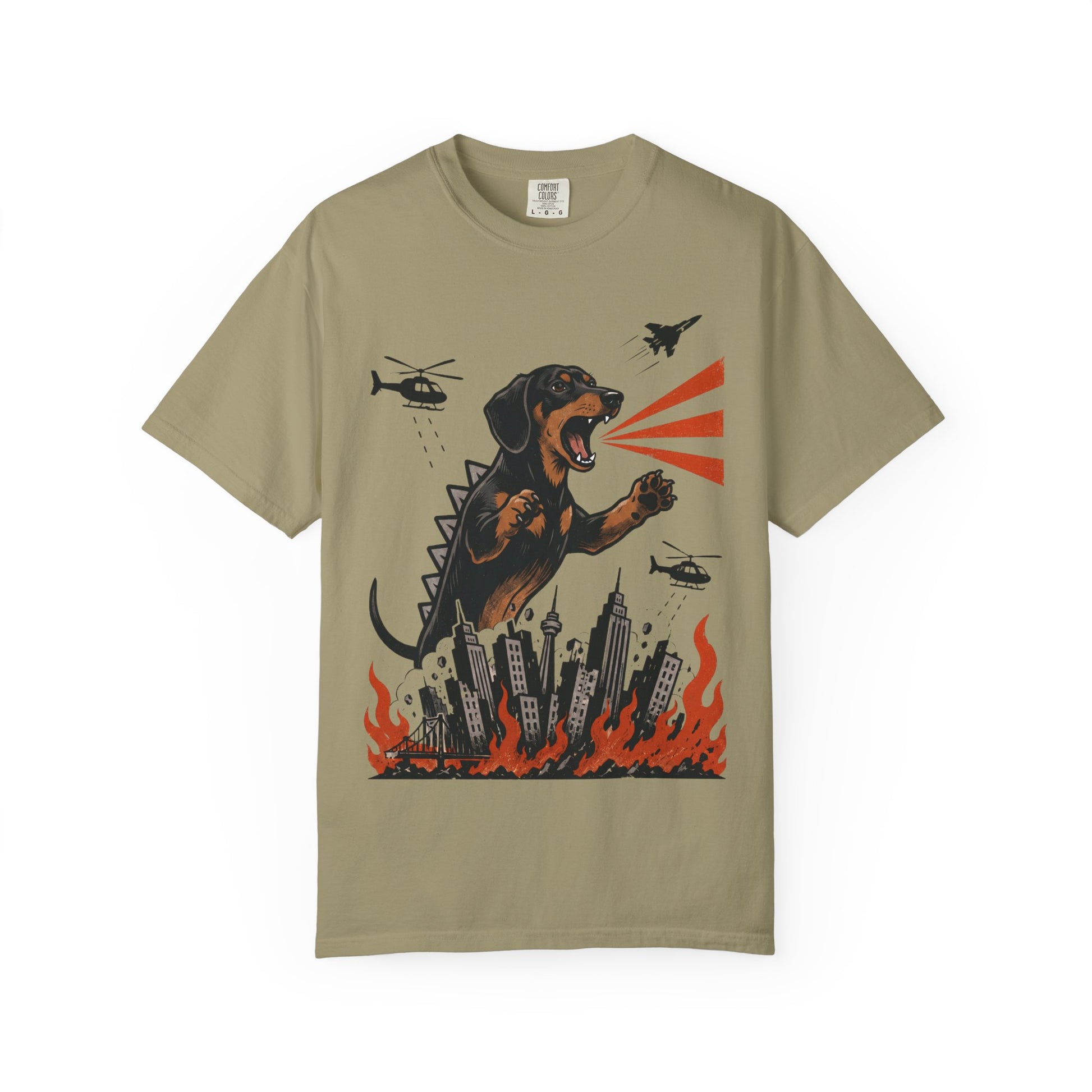Unleashed Dachshund T-Shirt in Khaki from When Dogs Fly