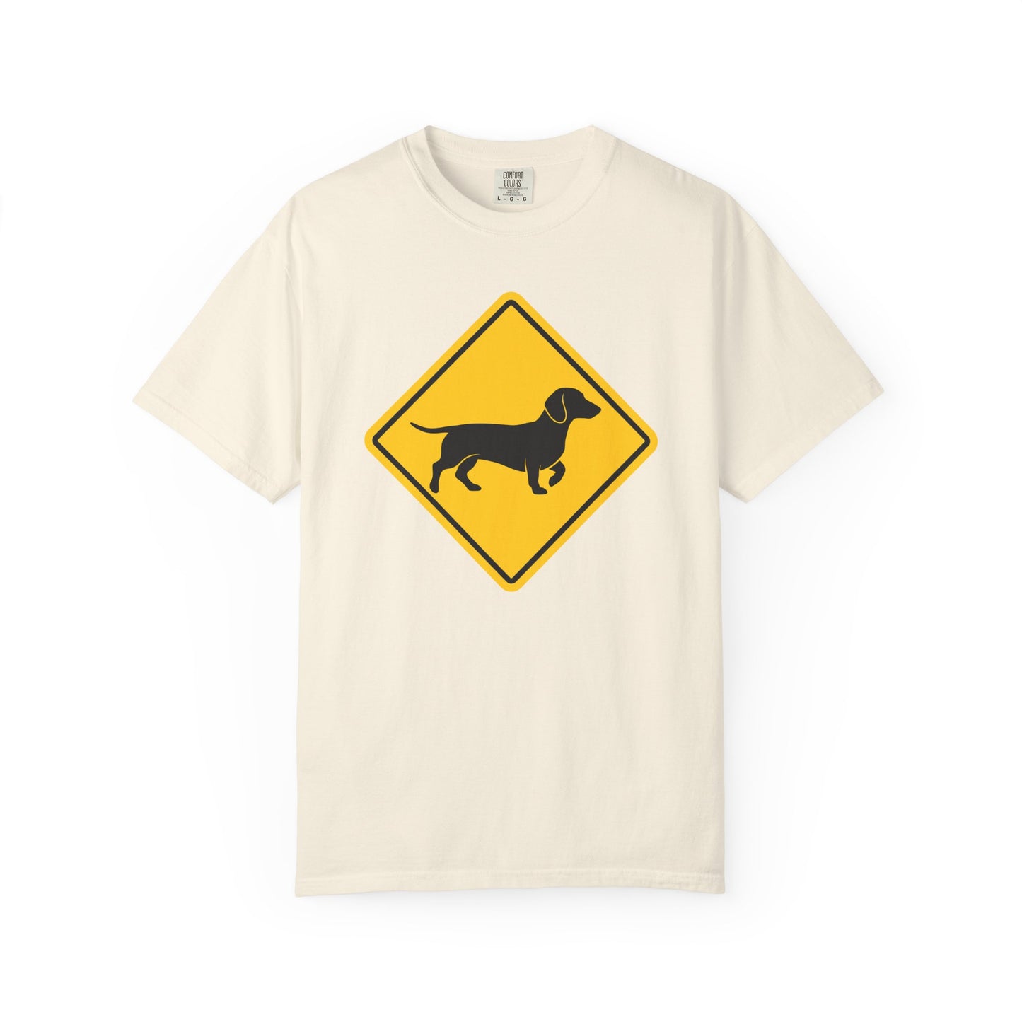 Dachshund Dog Crossing T-Shirt in Ivory from When Dogs Fly