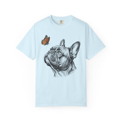 Hello Butterfly French Bulldog T-Shirt in Chambray from When Dogs Fly