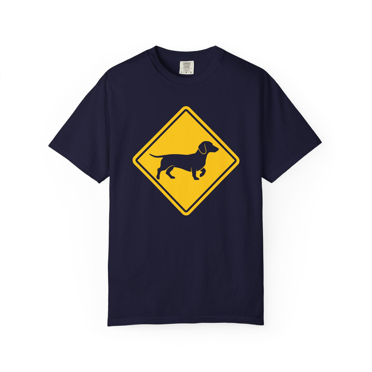 Dachshund Dog Crossing T-Shirt in True Navy from When Dogs Fly
