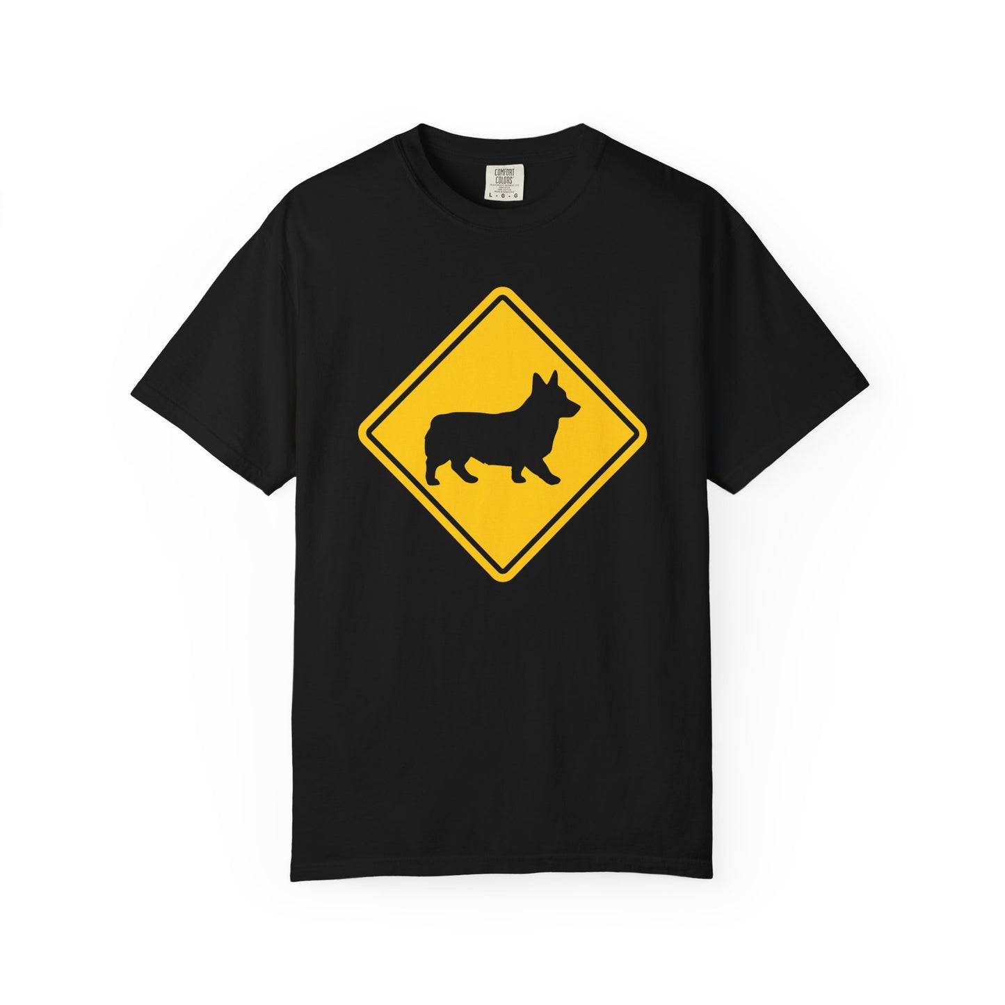 Corgi Dog Crossing T-Shirt in Black from When Dogs Fly