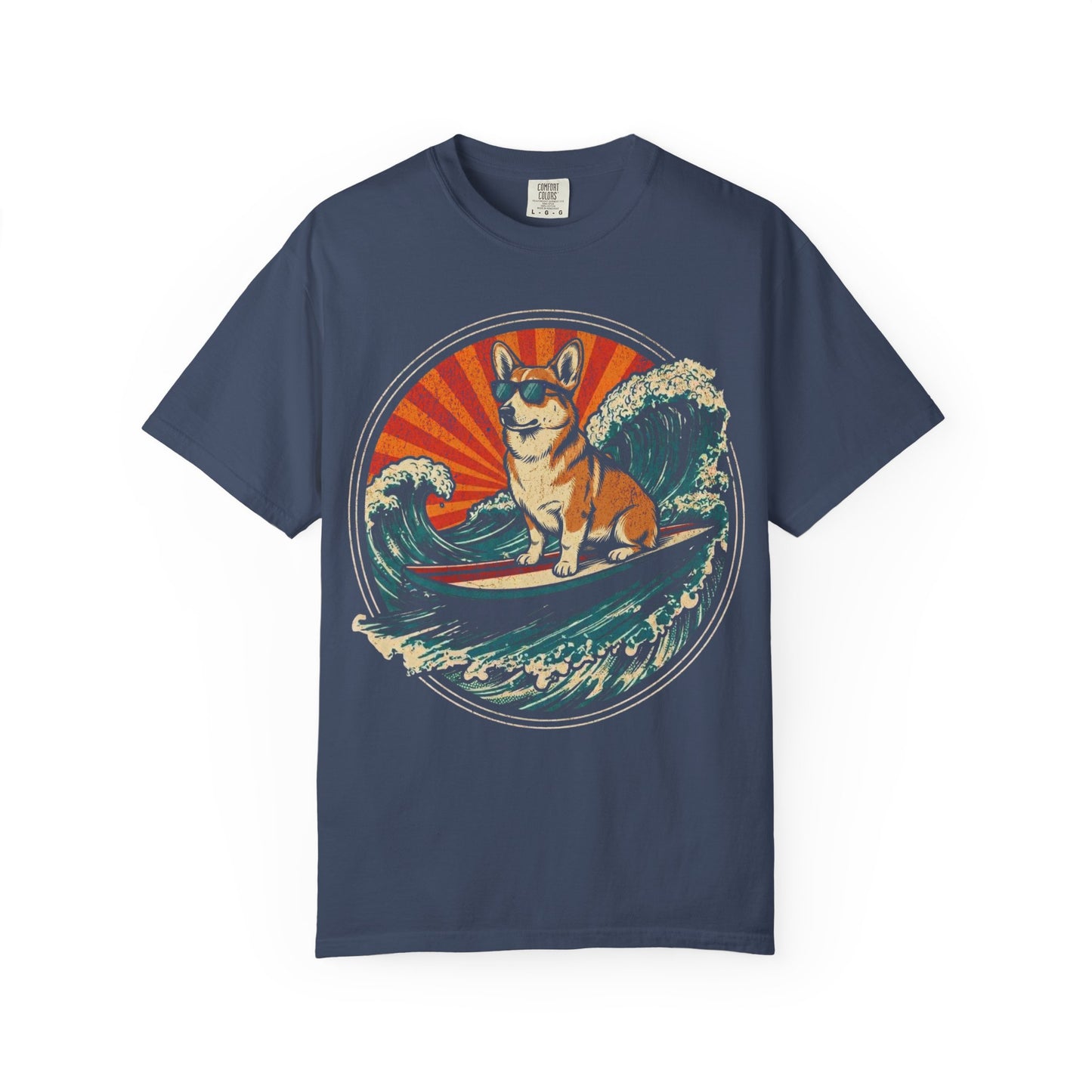 Surf's Up, Corgi T-Shirt in Midnight from When Dogs Fly