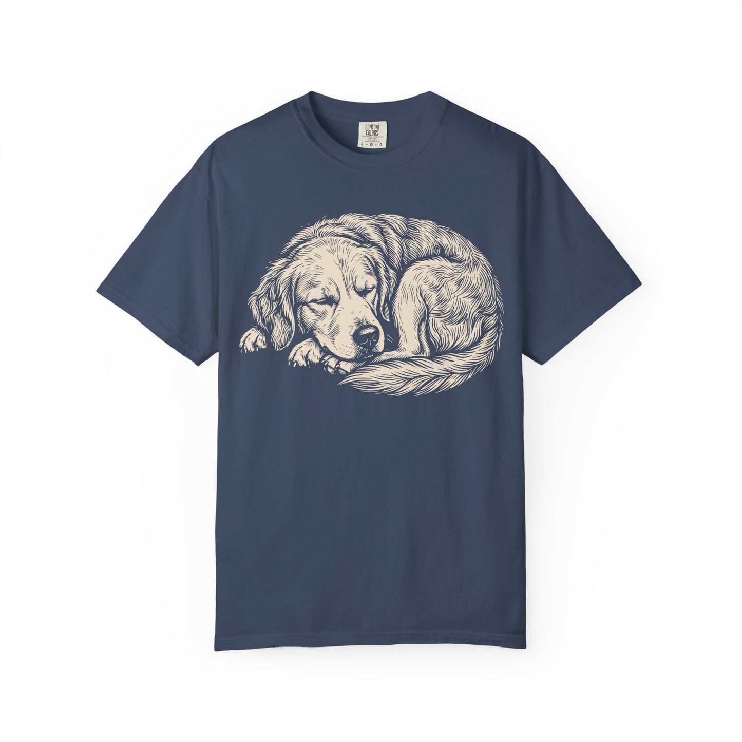 Cozy Nap Time Golden Retriever T-Shirt in Midnight from When Dogs Fly