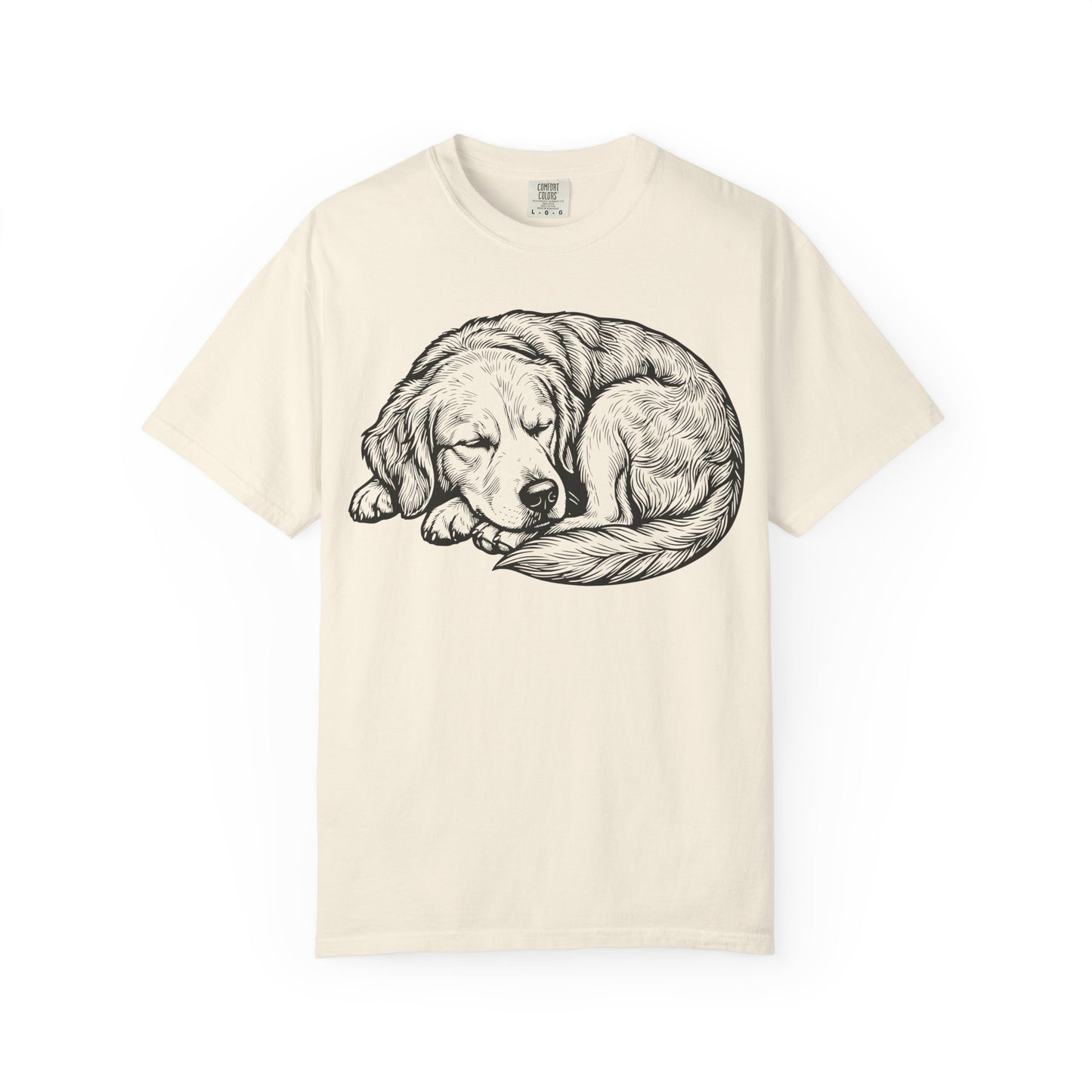 Cozy Nap Time Golden Retriever T-Shirt in Ivory from When Dogs Fly