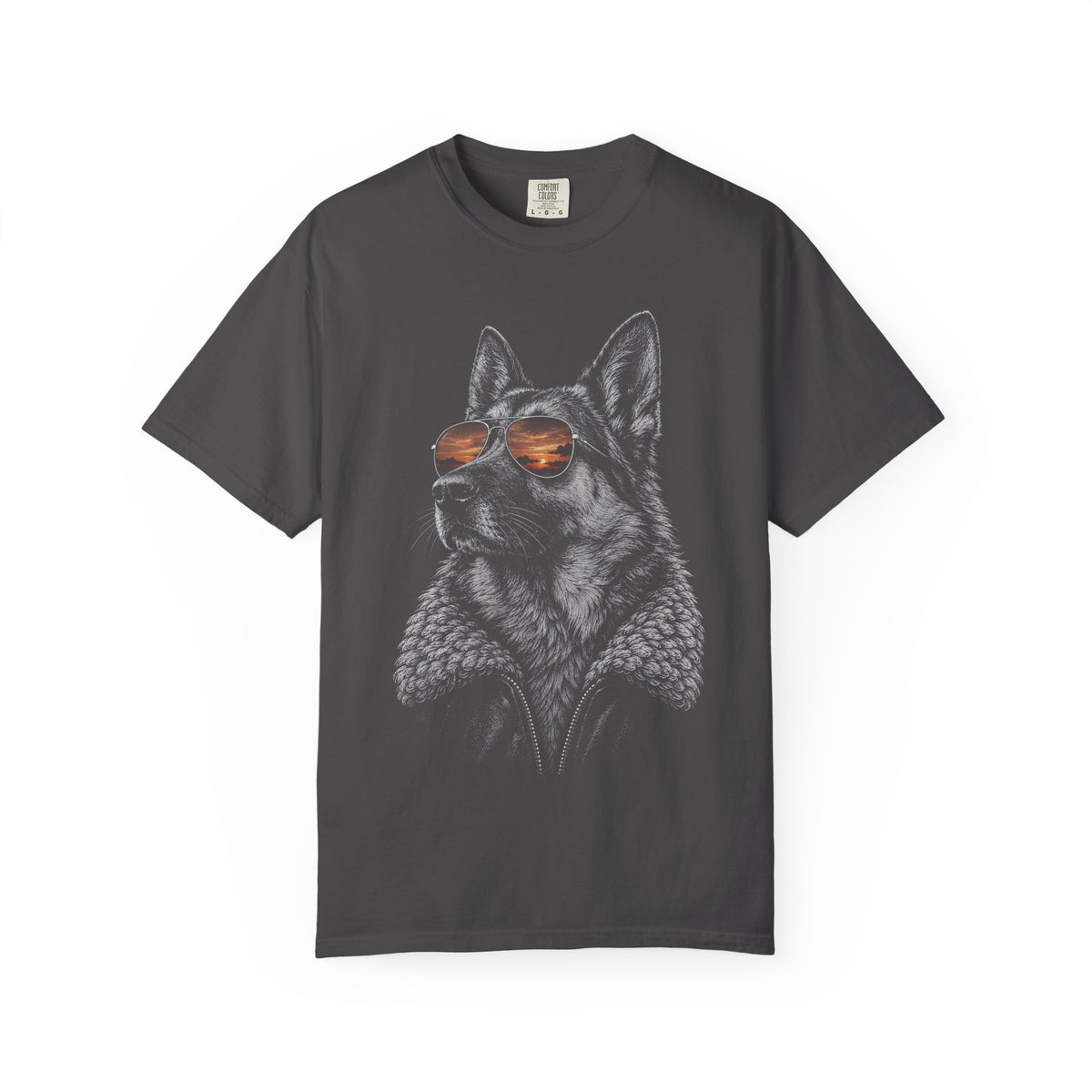 Sunset Aviator German Shepherd T-Shirt in Graphite from When Dogs Fly