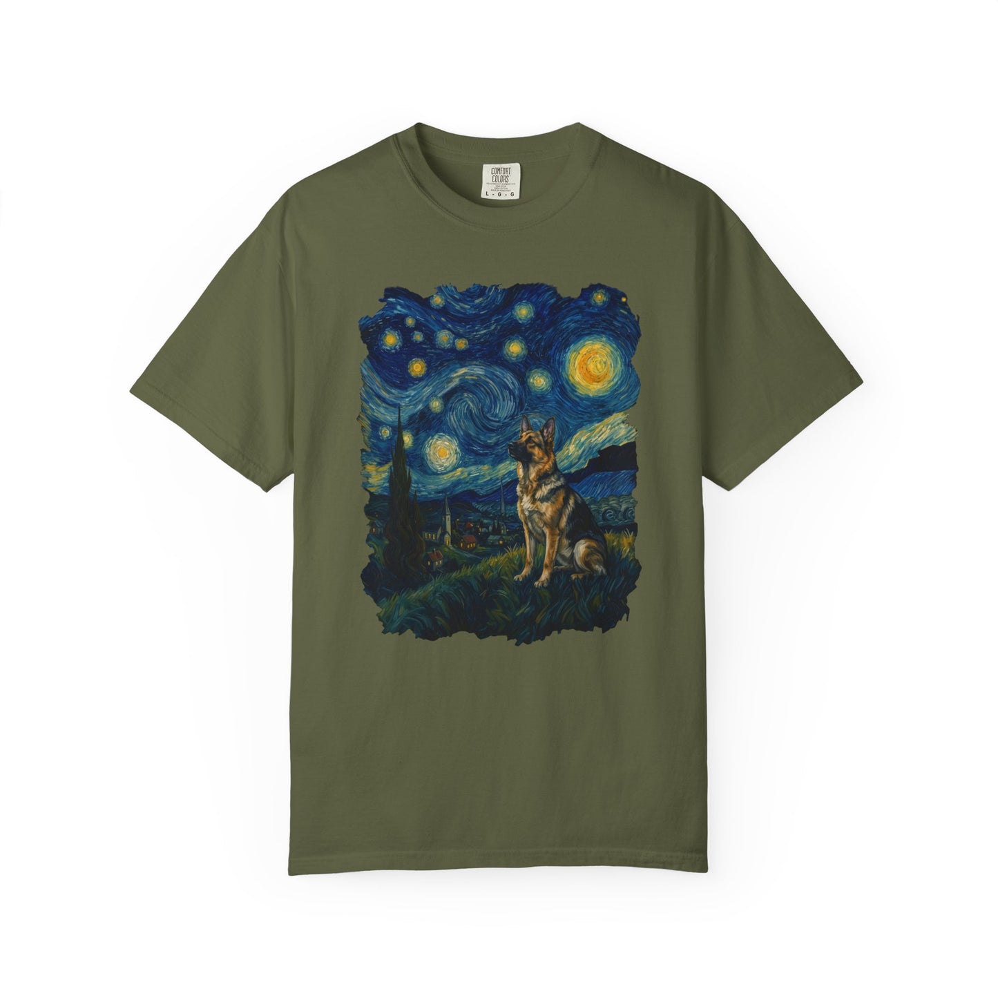 Starry Night German Shepherd T-Shirt in Hemp from When Dogs Fly