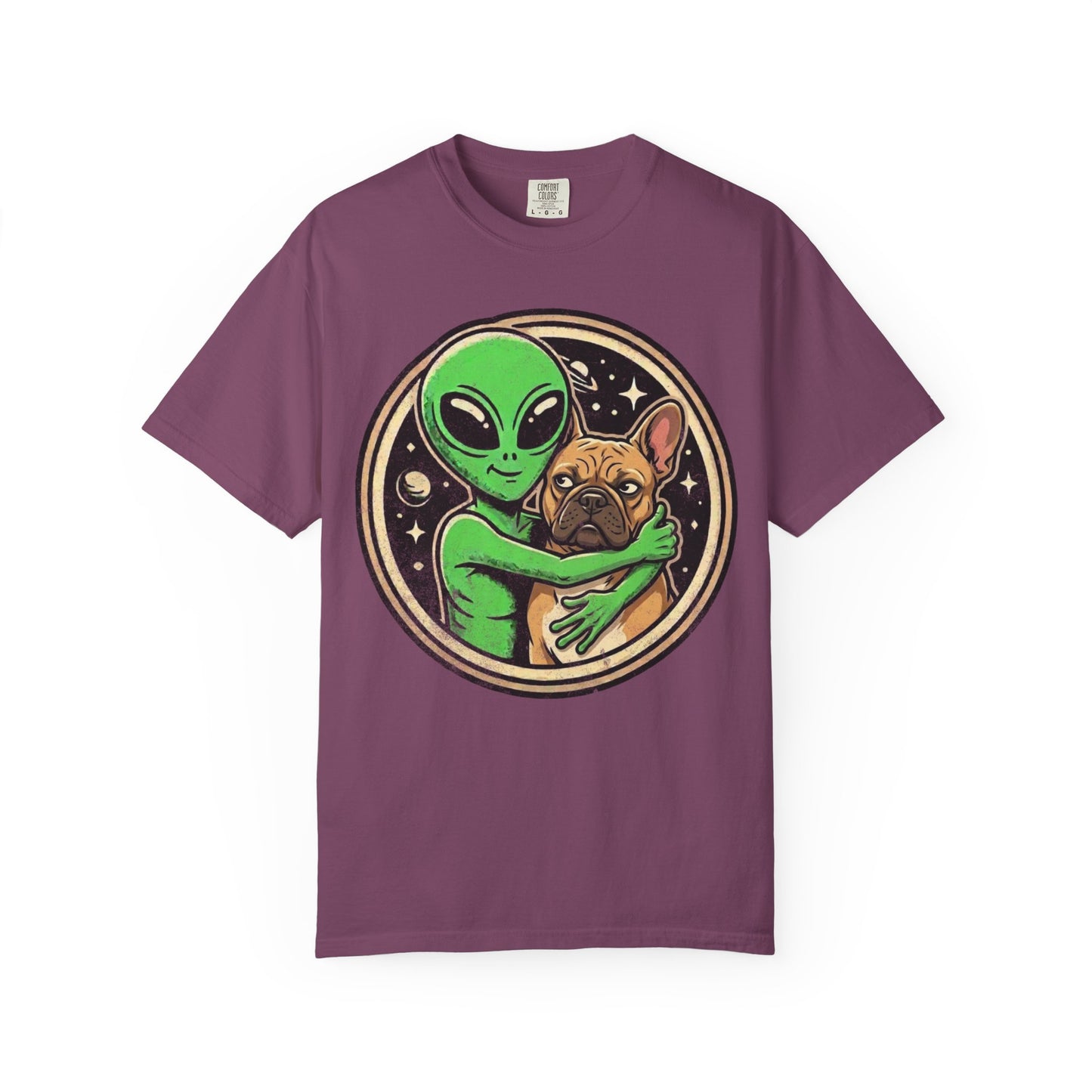 Every Alien Needs a French Bulldog T-Shirt in Berry from When Dogs Fly