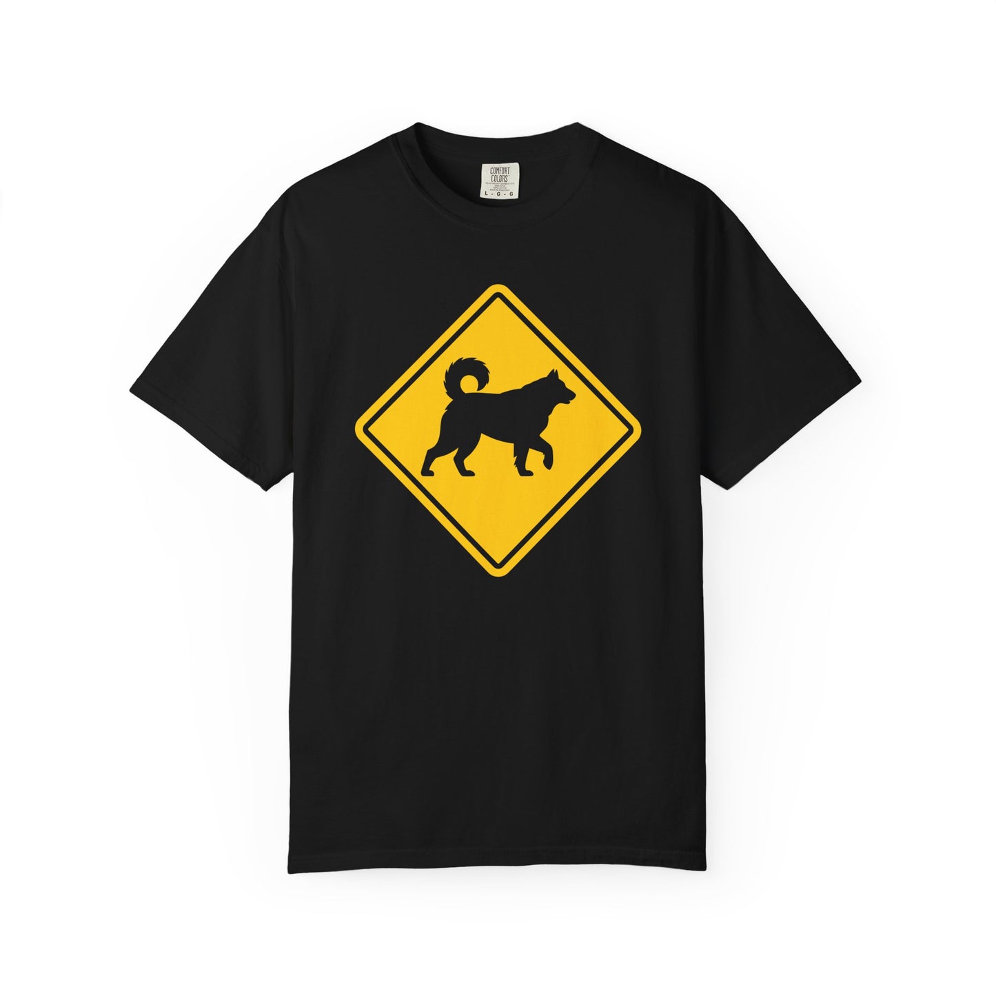 Siberian Husky Dog Crossing T-Shirt in Black from When Dogs Fly