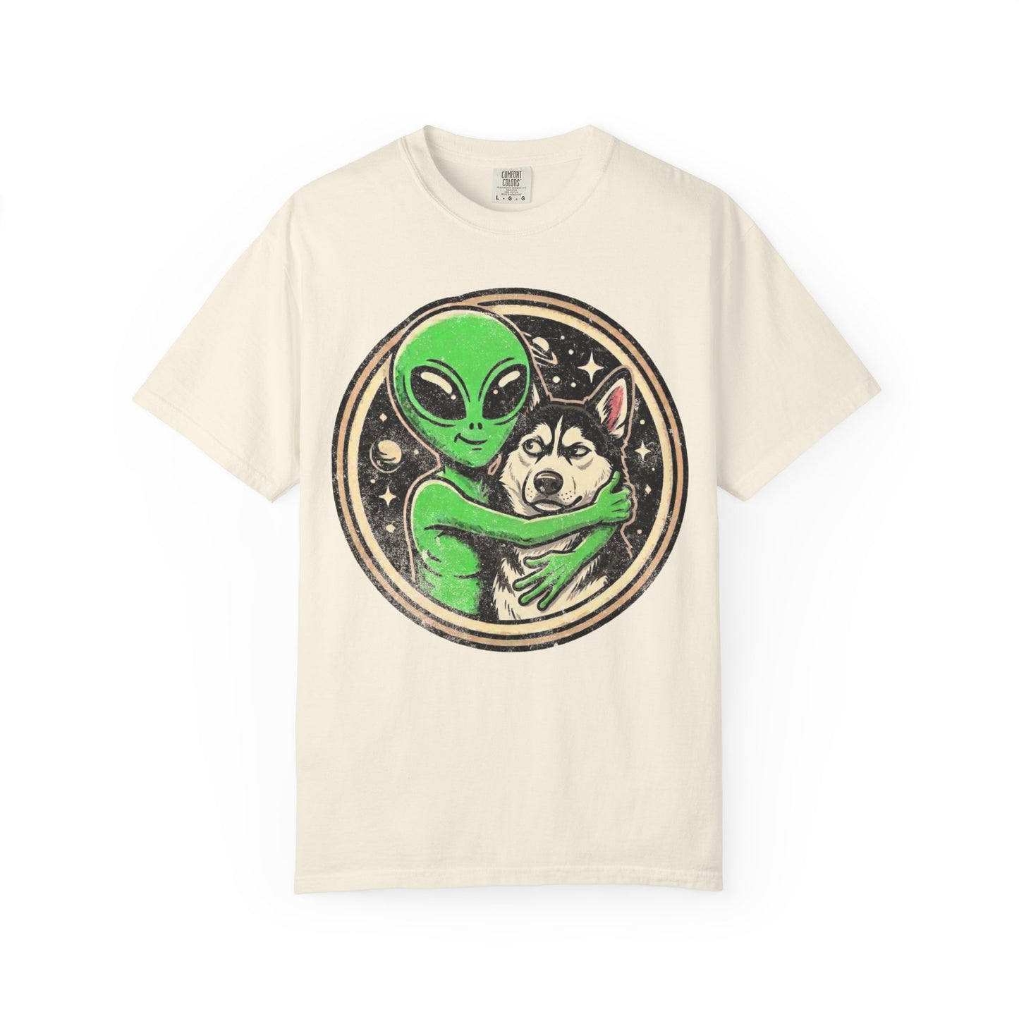 Every Alien Needs a Siberian Husky T-Shirt in Ivory from When Dogs Fly