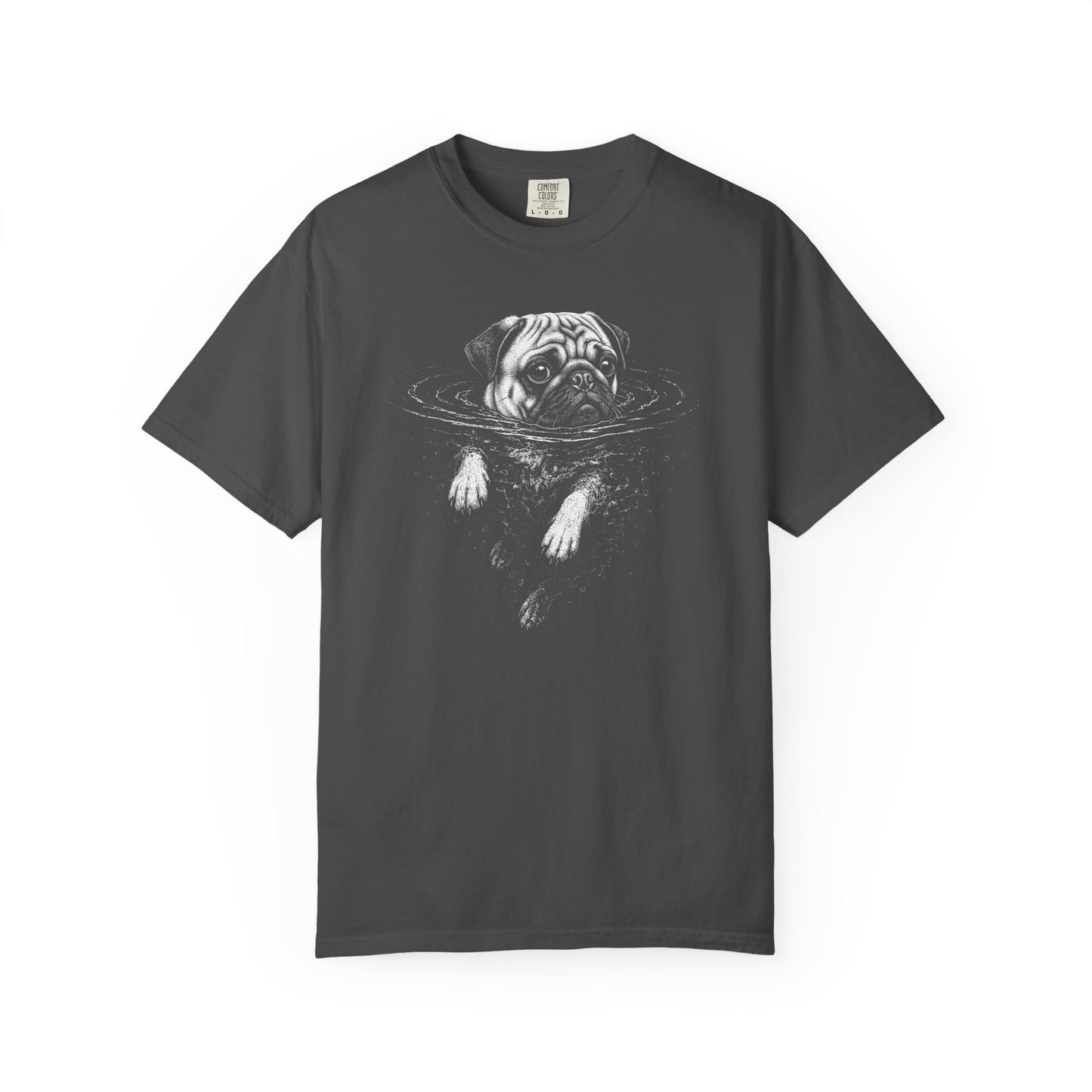 Pug Dog Paddle T-Shirt in Graphite from When Dogs Fly