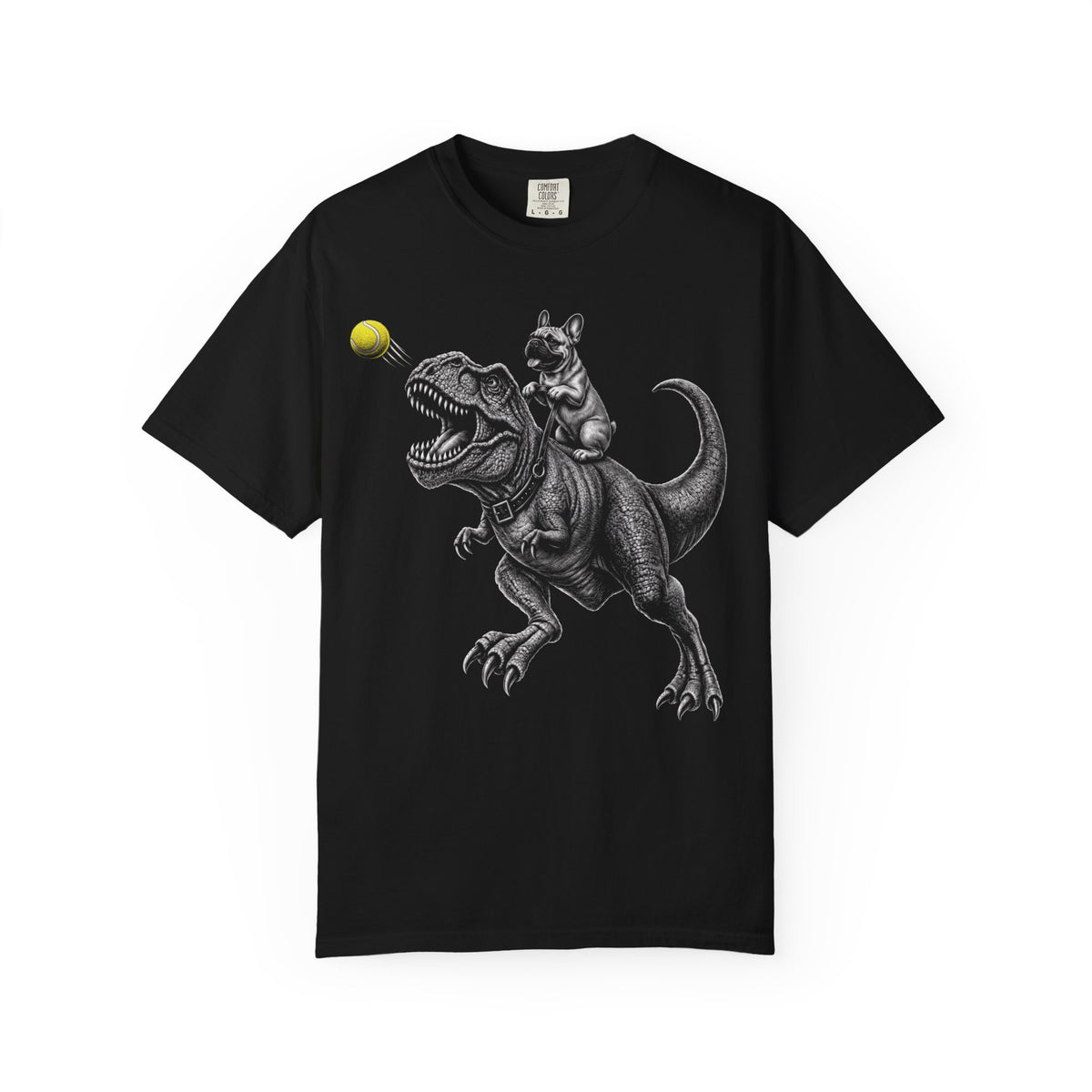 Jurassic Fetch French Bulldog T-Shirt in Black from When Dogs Fly