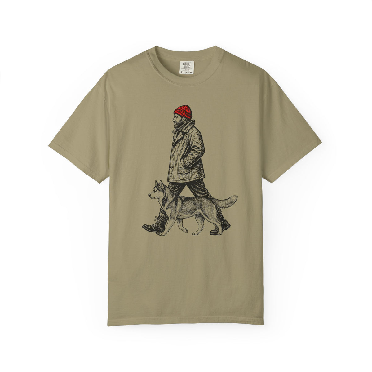 Good Company Vintage Siberian Husky T-Shirt in Khaki from When Dogs Fly