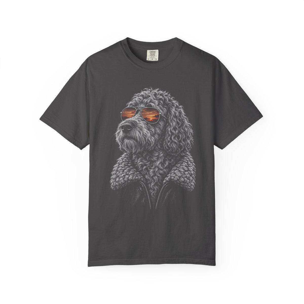 Sunset Aviator Doodle T-Shirt in Graphite from When Dogs Fly