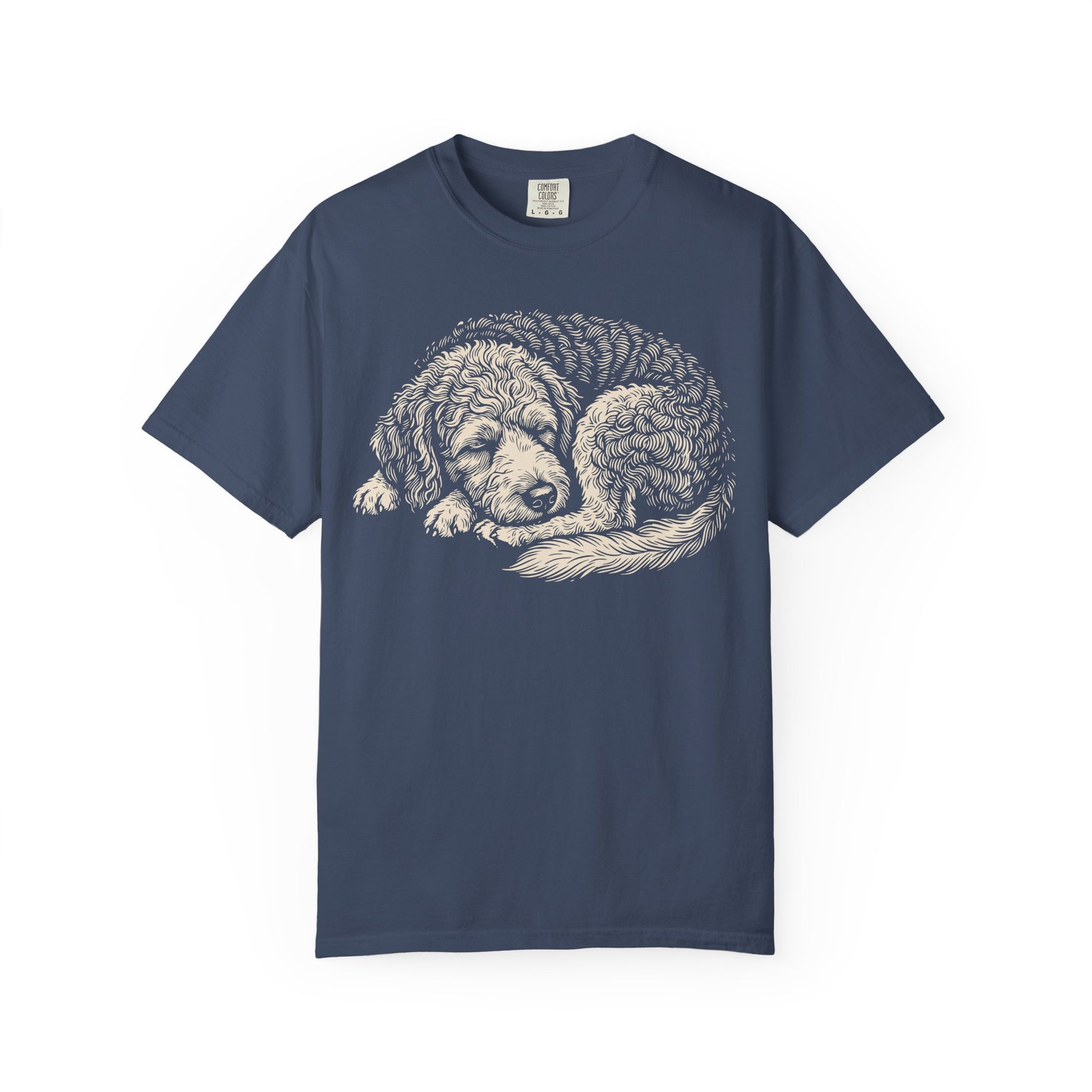 Cozy Nap Time Labradoodle T-Shirt in Midnight from When Dogs Fly