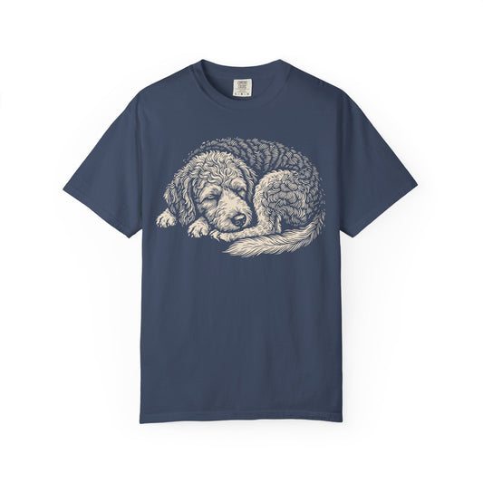 Cozy Nap Time Labradoodle T-Shirt in Midnight from When Dogs Fly
