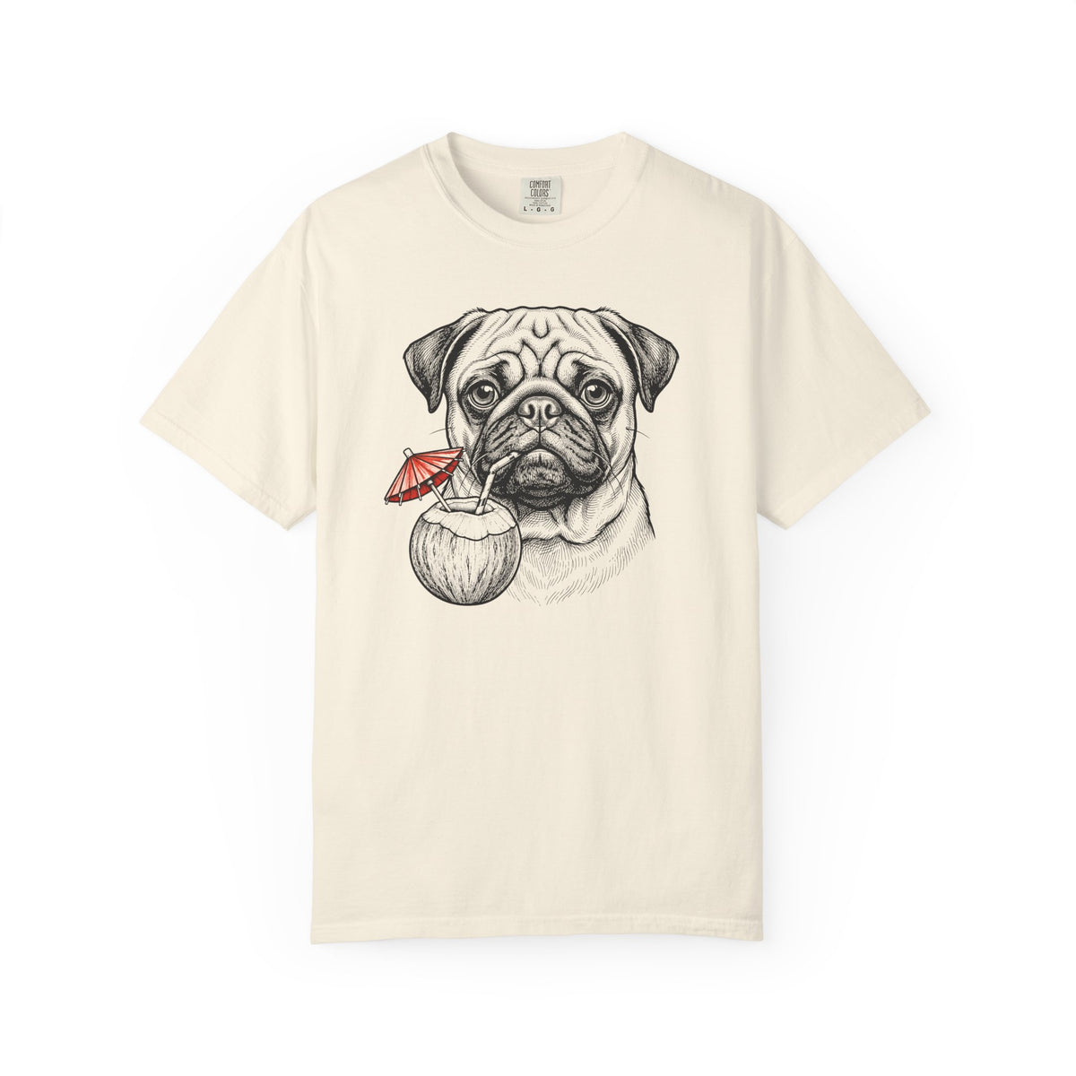 Island Time Pug T-Shirt in Ivory from When Dogs Fly